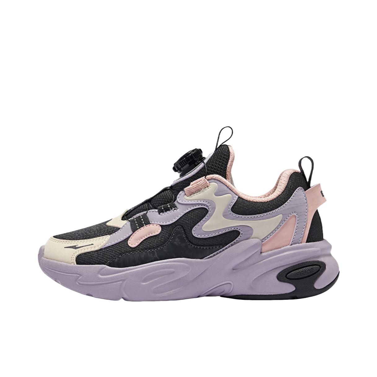 推荐商品：鸿星尔克 川流2 旋钮 防滑 透气 校园 运动鞋儿童 大童/黑土地/矿物紫