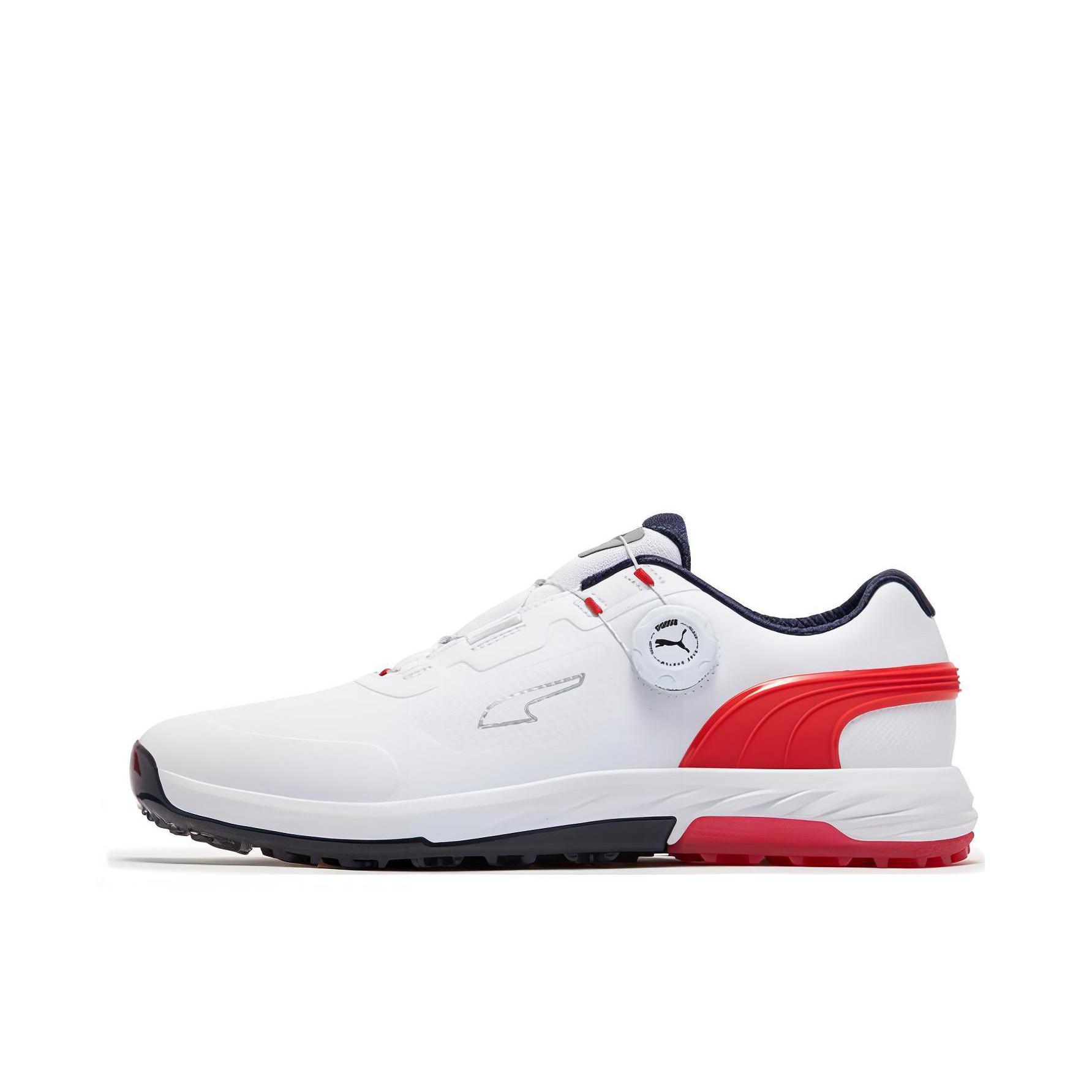推荐商品：Puma/彪马 Alphacat Nitro 防滑耐磨 防水 高尔夫鞋 彪马白/红色/海军蓝