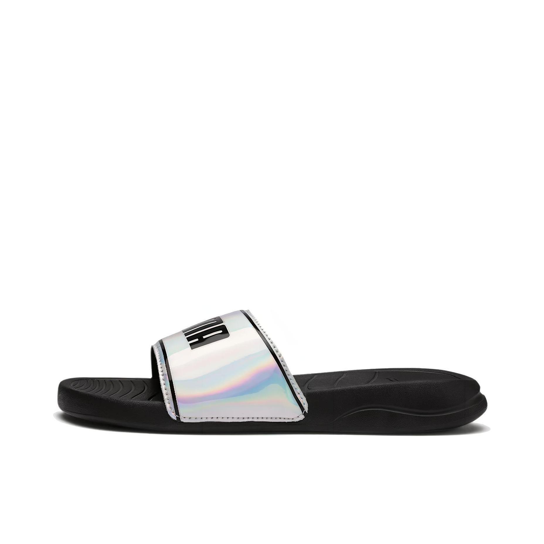 推荐商品：Puma/彪马 Popcat Slide 20 拖鞋 防滑耐磨时尚复古轻便透气舒适一字沙滩外穿防臭 黑银/炫彩