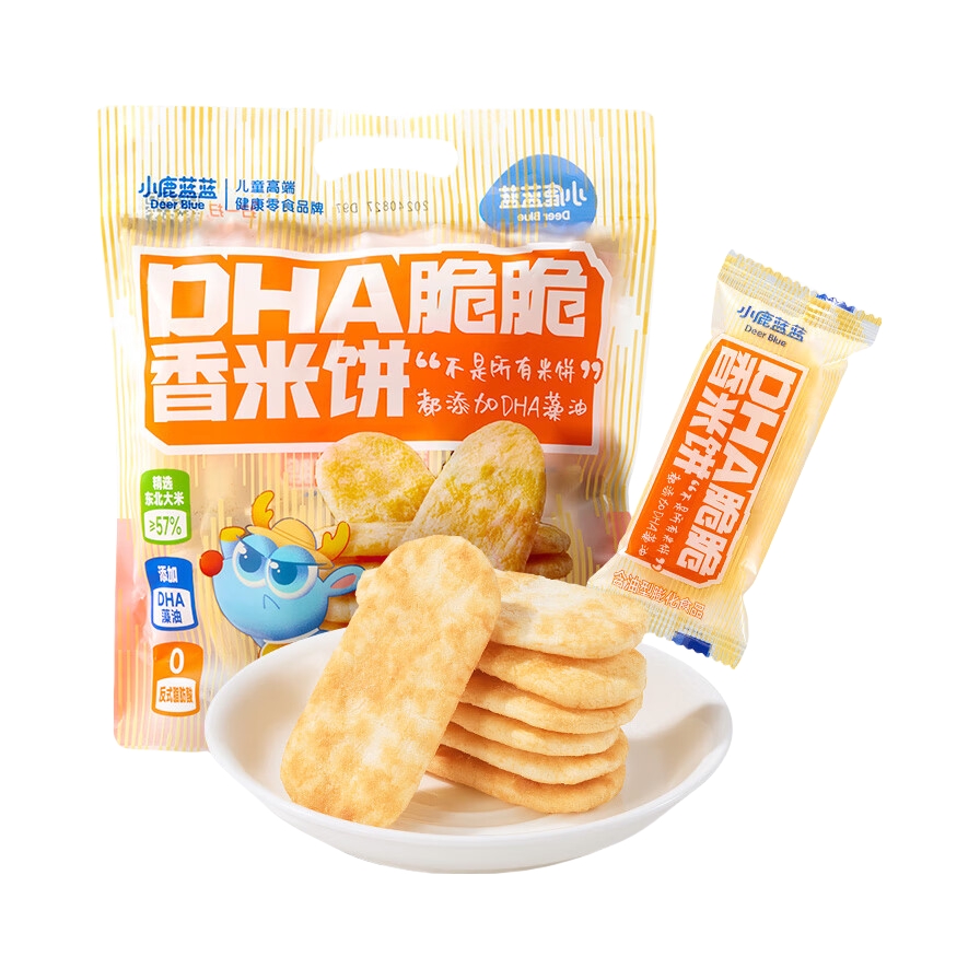 推荐商品：小鹿蓝蓝 儿童DHA脆脆香米饼婴幼儿仙贝米果饼干