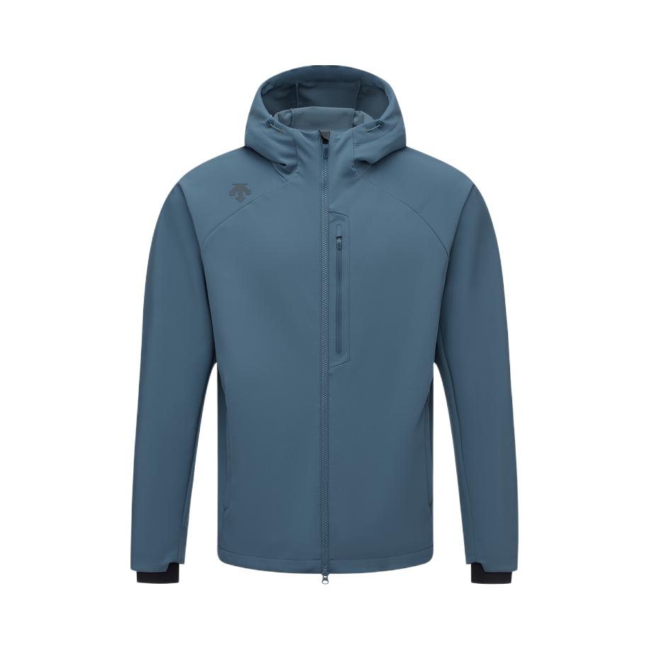 DESCENTE/迪桑特 RUNNING系列防风防泼水透气耐磨加绒连帽梭织夹克 D4491RJK02 NV-NAVY