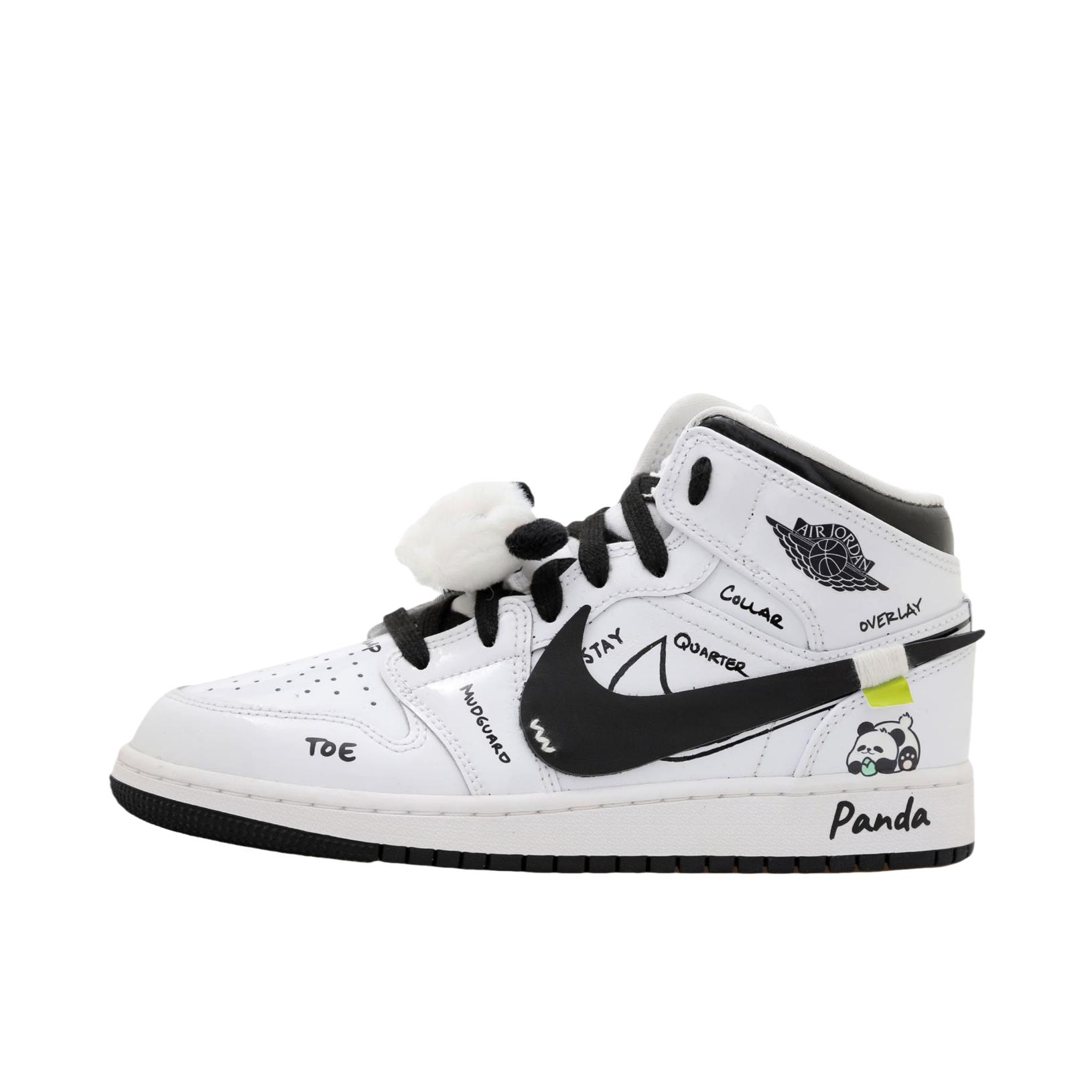 推荐商品：【定制球鞋】Air Jordan 1 减震 耐磨 透气 平跟 复古 潮流 简约 包裹性 防滑 轻便 支撑 增高 板鞋 GS/熊猫