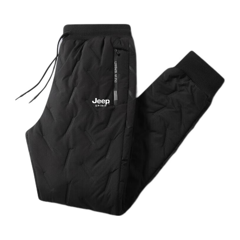推荐商品：JEEP SPIRIT 防风耐磨保暖加厚直筒棉裤 男女同款 黑/束脚