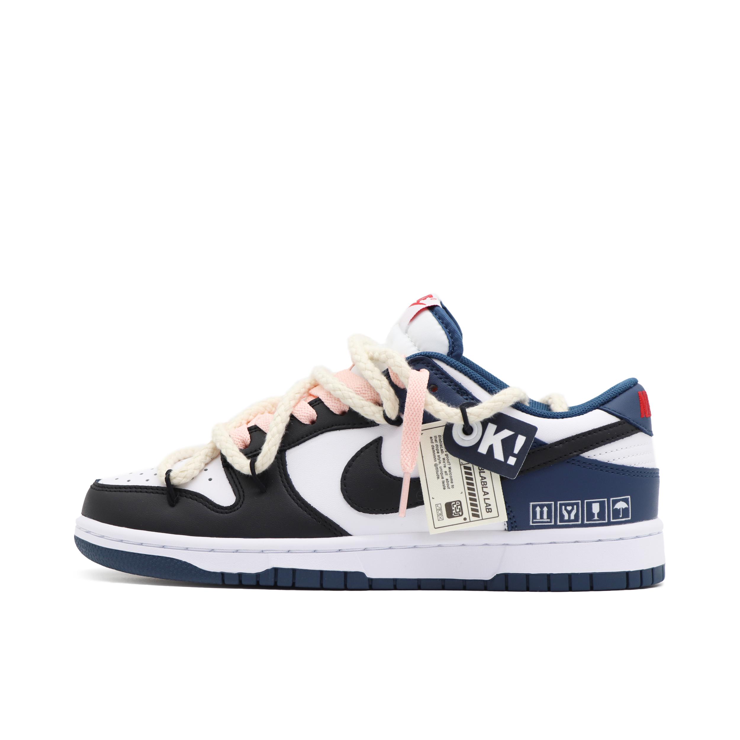 推荐商品：【定制球鞋】 Nike Dunk 板鞋 平跟系带防滑耐磨做旧高街简约百搭潮流复古美式 深海1.0