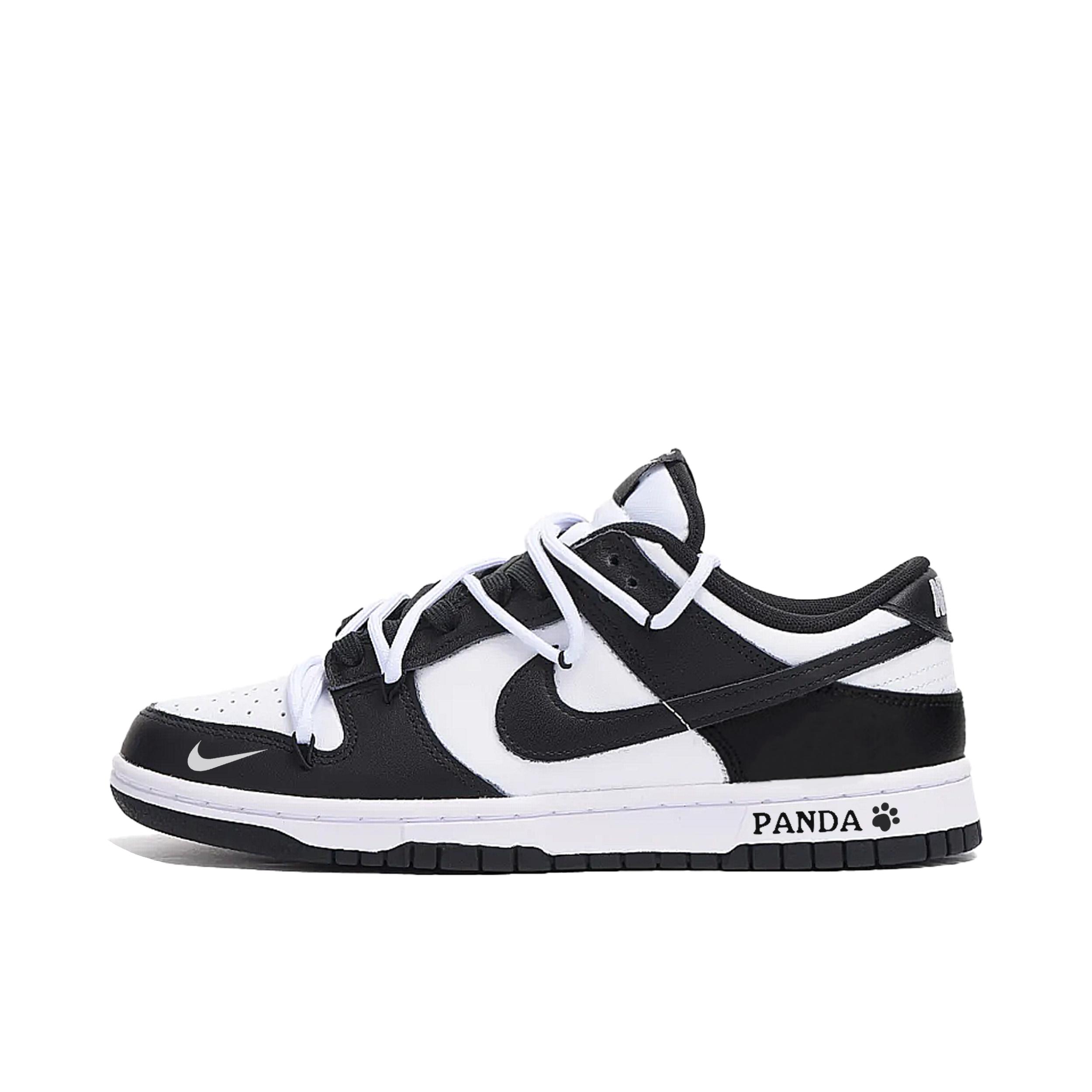 推荐商品：【定制球鞋】 Nike Dunk 板鞋 平跟系带防滑耐磨做旧高街简约百搭潮流复古美式 熊猫解构 