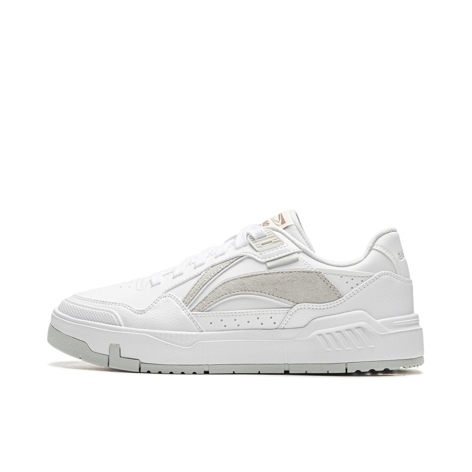 推荐商品：李宁 Common 80s 板鞋 软弹减震轻便回弹时尚反光舒适百搭 女款/标准白/川石灰