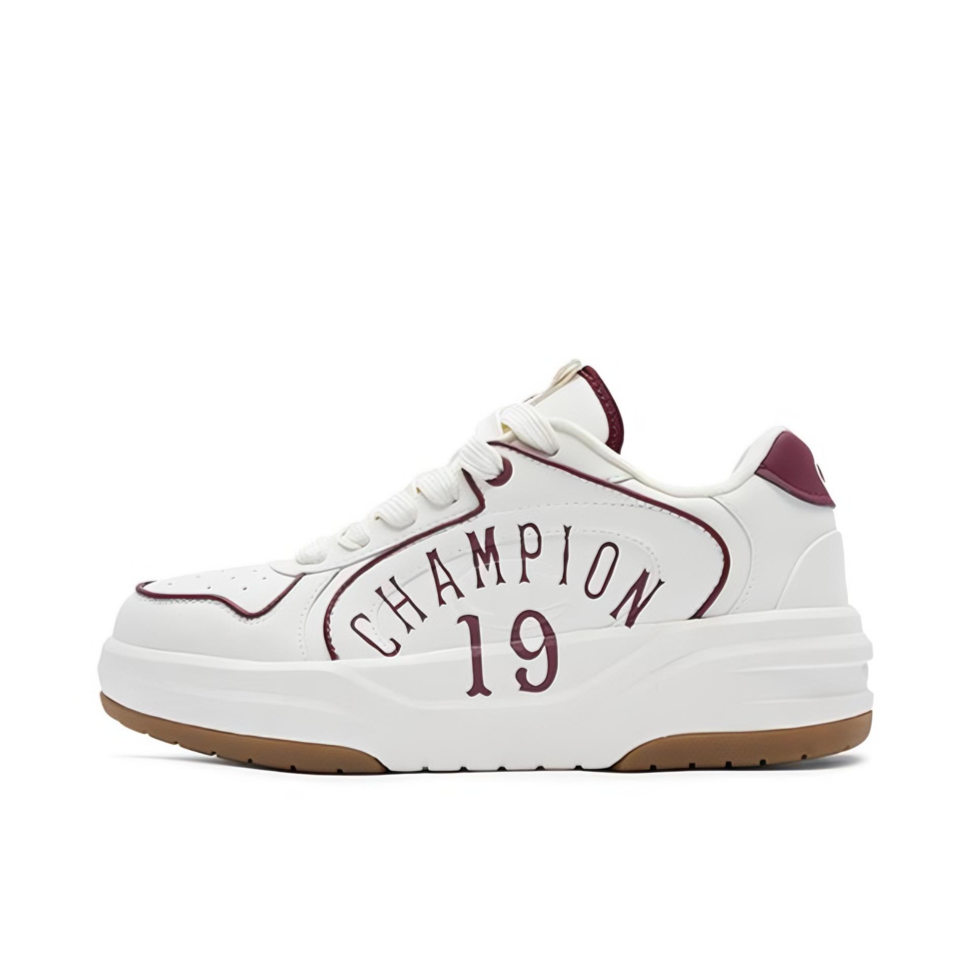 推荐商品：Champion/冠军 Varsity 1 合成革 美式 耐磨 厚底增高 美拉德 板鞋 女款/暗红色