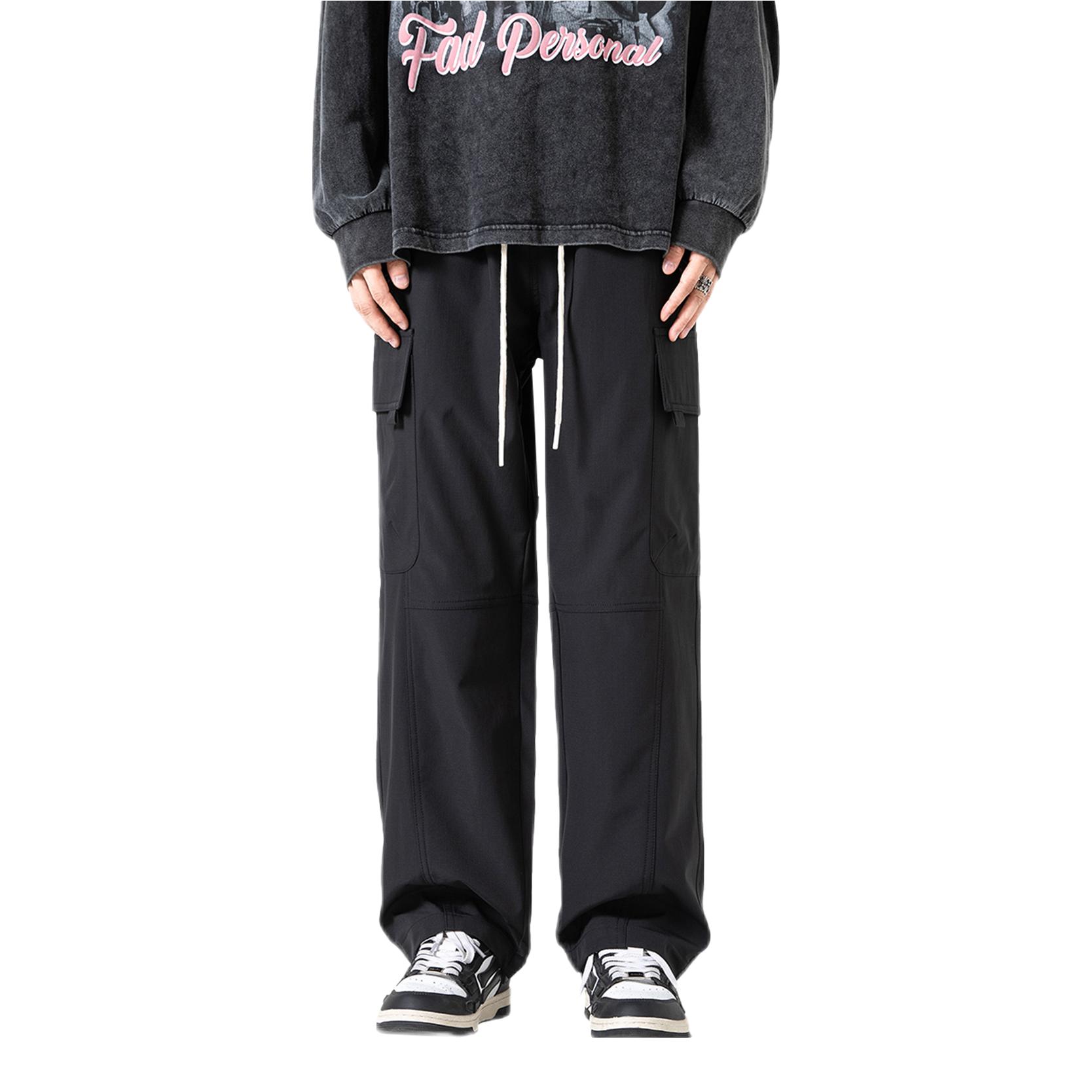 推荐商品：GDRX 直简美式系带中腰工装裤 黑