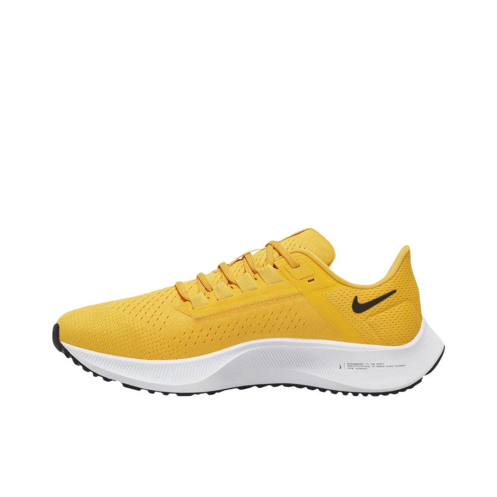 推荐商品：Nike Air Zoom Pegasus 38 跑鞋 气垫缓震透气舒适轻便防滑耐磨休闲运动织物圆头回弹平跟 黄色/白色 