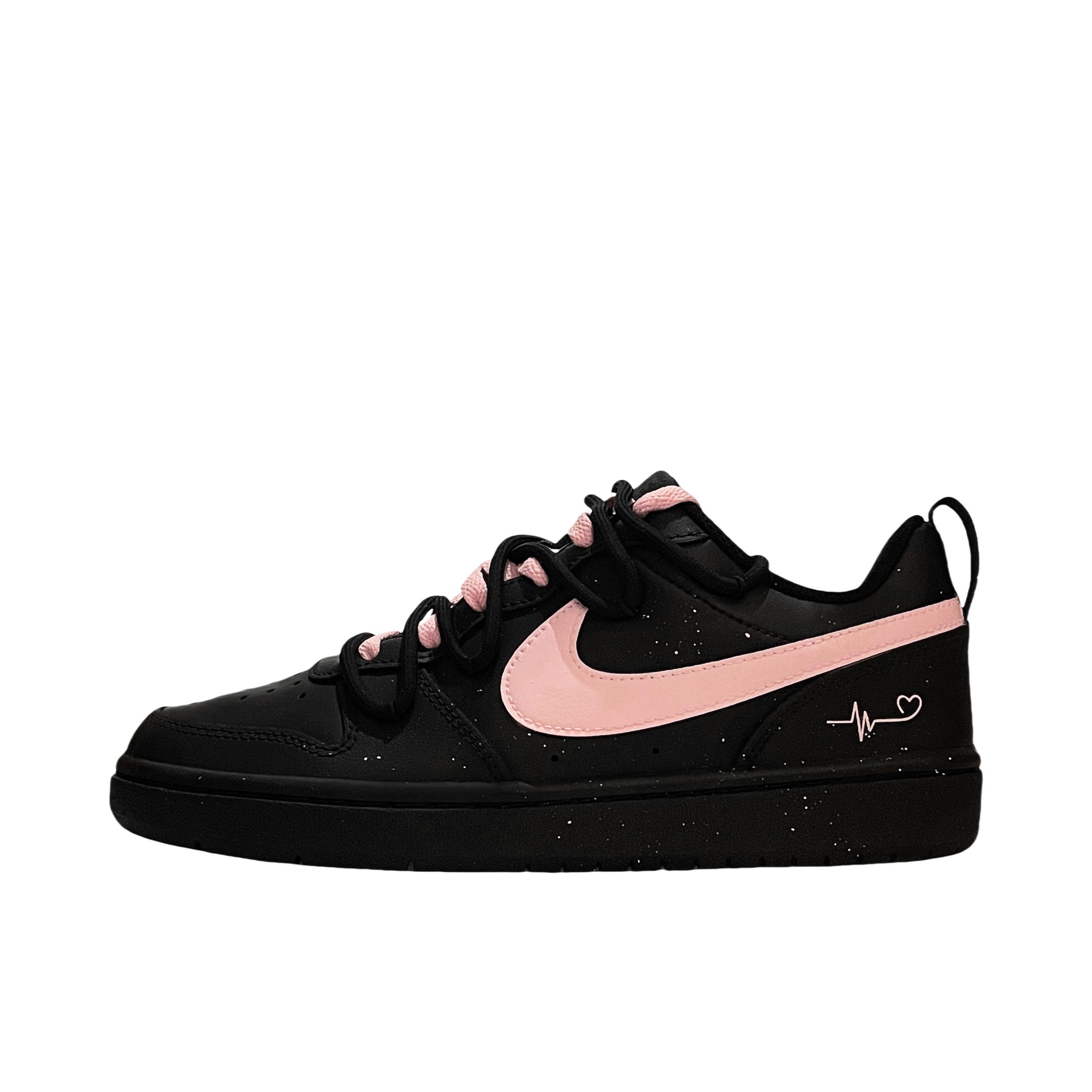 推荐商品：【定制球鞋】 Nike Court Borough 2 板鞋 包裹性增高减龄解构风合成革美式防滑复古轻便 GS/大黑