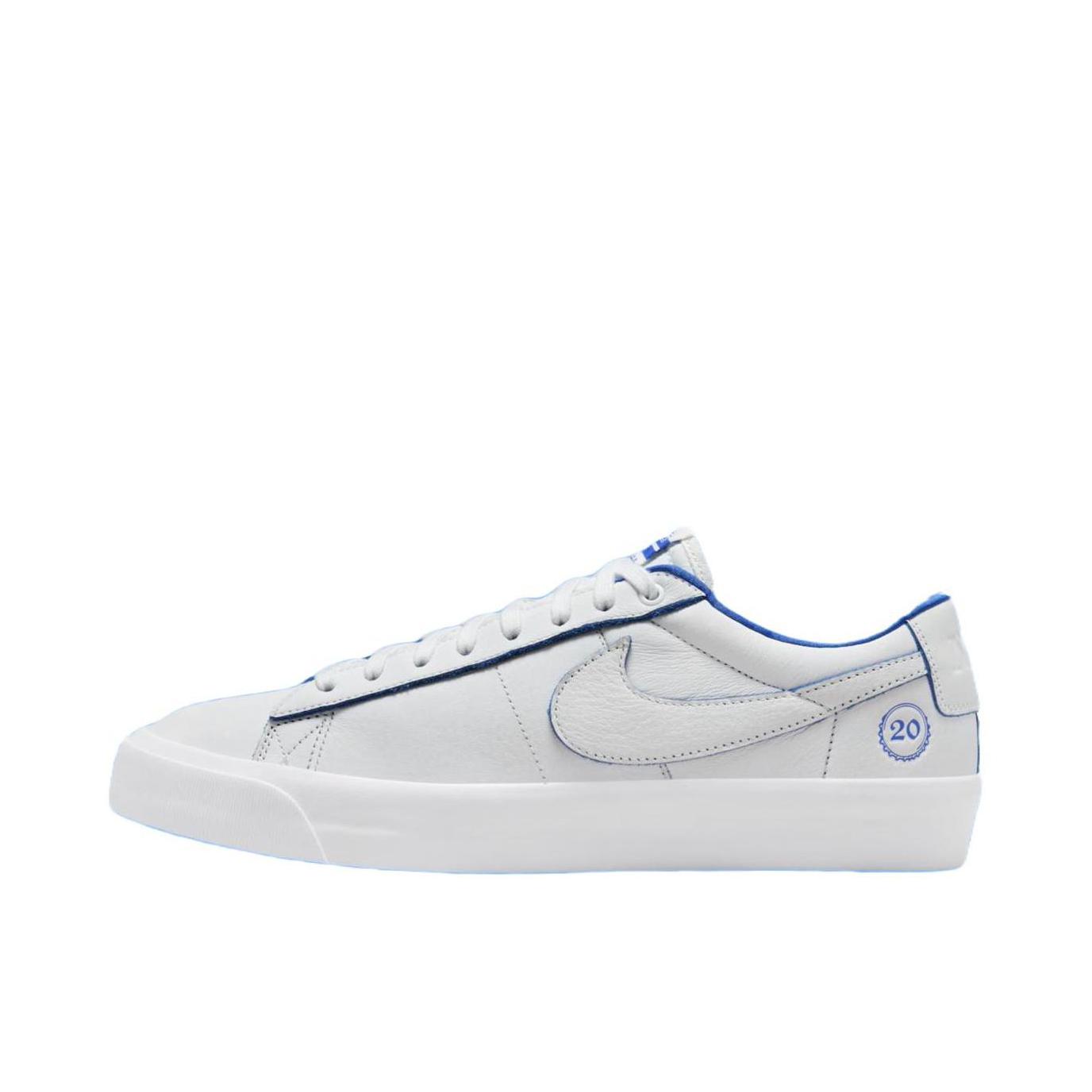 推荐商品：Nike SB Blazer Zoom 滑板鞋 板鞋 拼接时尚复古防滑耐磨透气运动休闲舒适百搭 白色/蓝色