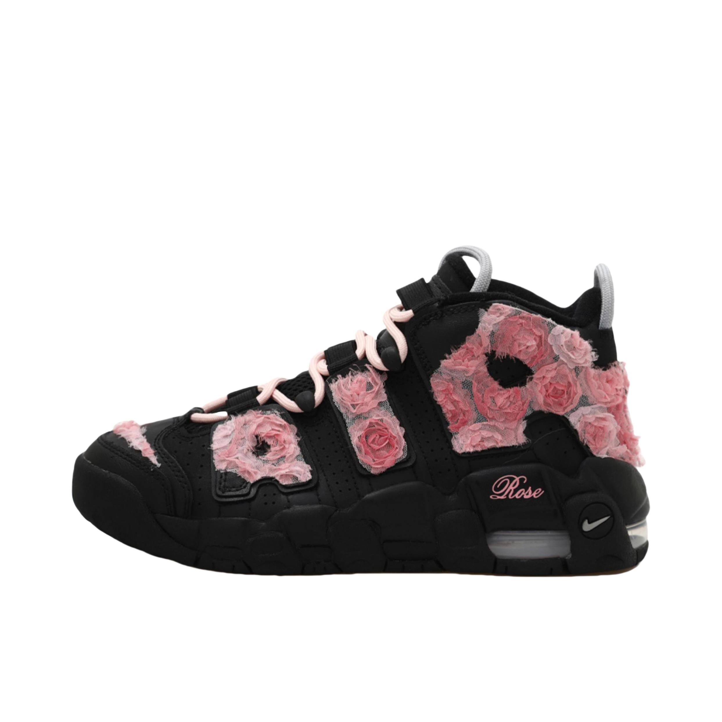 推荐商品：【定制球鞋】Nike Air More Uptempo 复古 系带 平跟 运动休闲鞋 GS/浪漫玫瑰