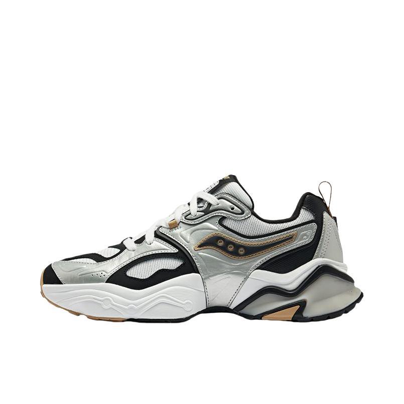 推荐商品：Saucony/索康尼 STABIL RE 复古 厚底 增高 支撑 跑鞋 银色/黑色/白色