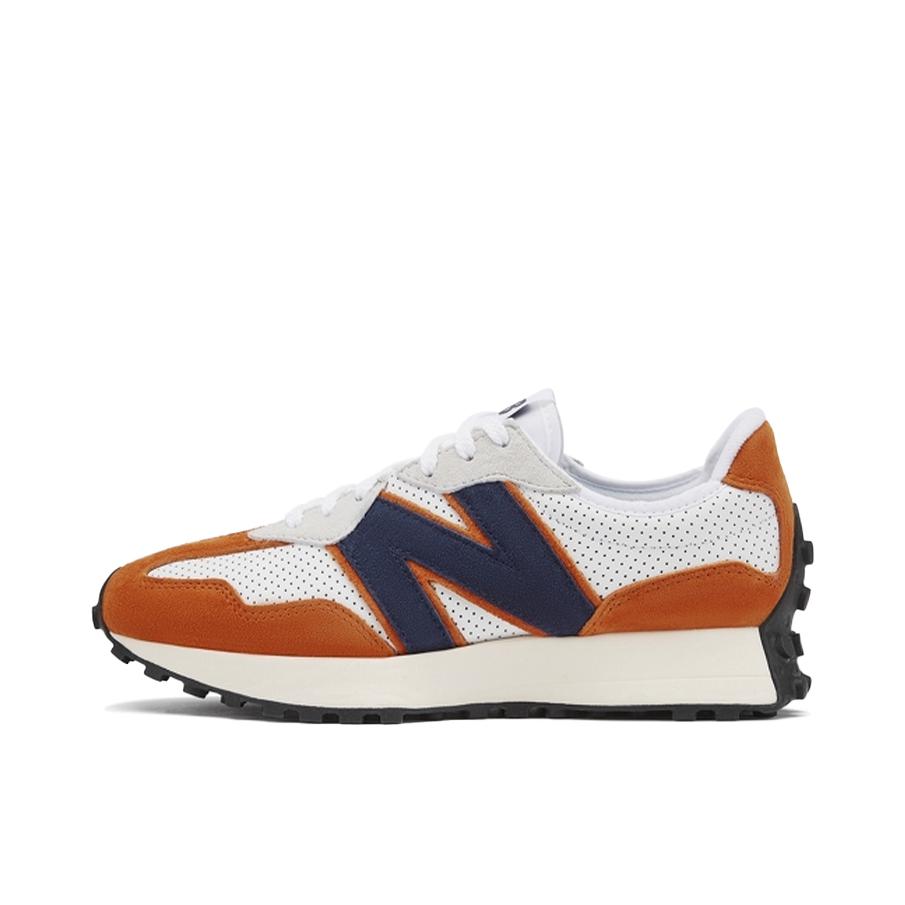 推荐商品：【IU同款】 New Balance 327 跑鞋 舒适复古防滑耐磨休闲透气减震拼接运动防水织物慢跑圆头 白色/橘色