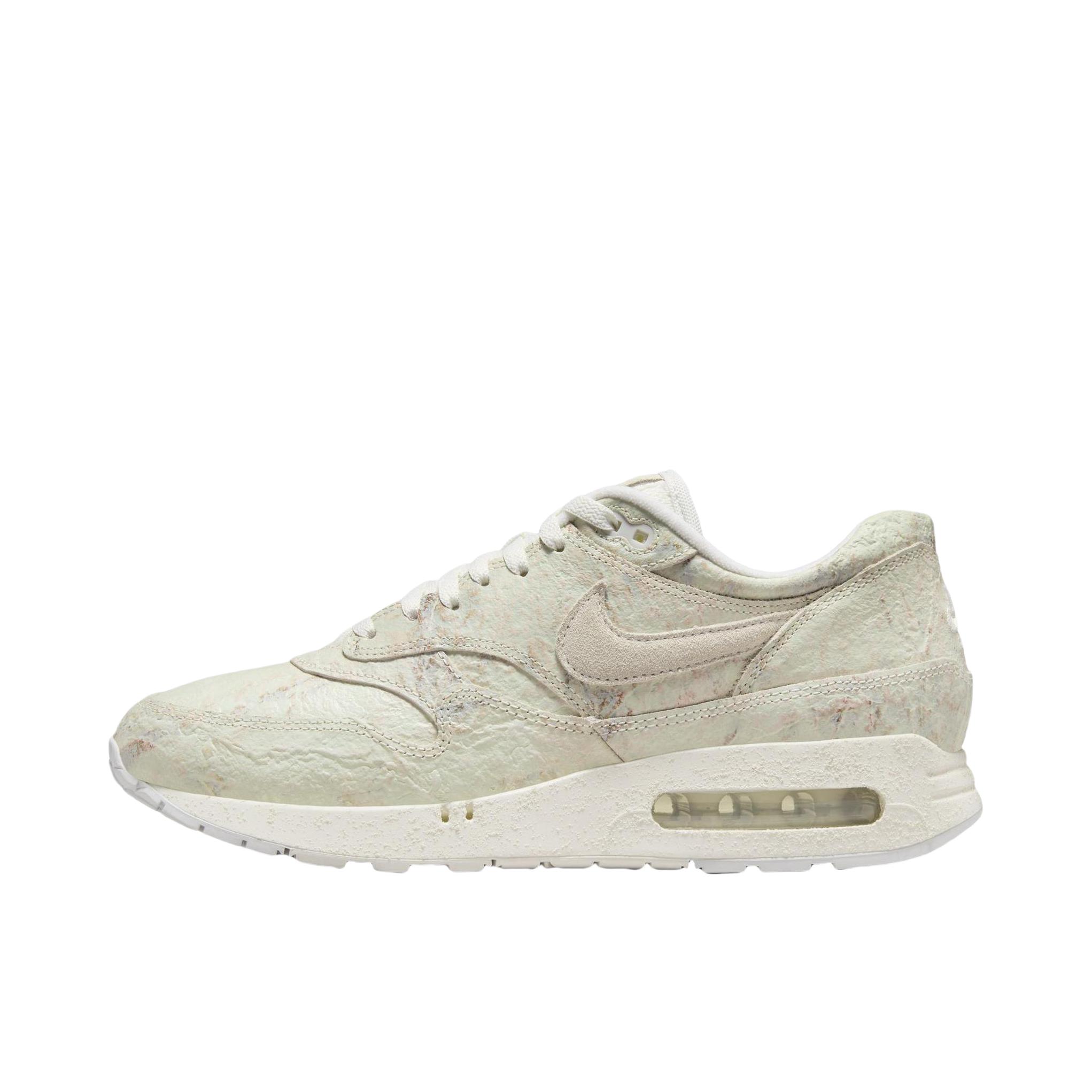 推荐商品：Nike Air Max 1 跑鞋 气垫缓震透气轻便复古运动舒适百搭潮流耐磨低帮训练防滑冬季支撑马拉松防水抓地圆头耐穿 浅灰色/绿色