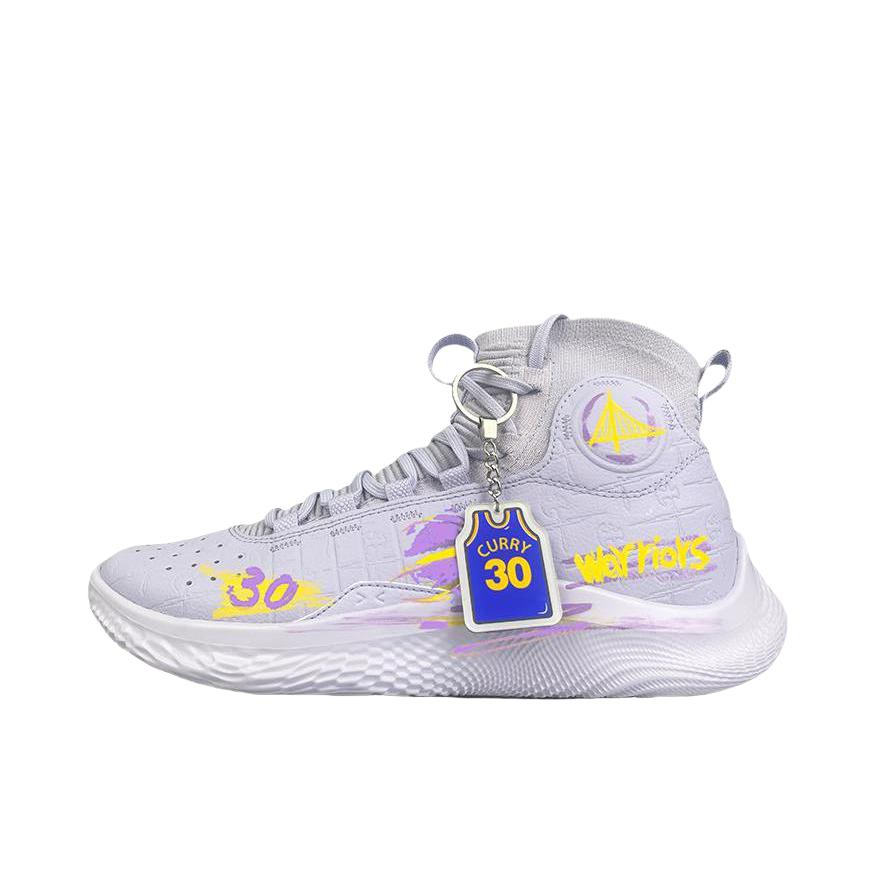 推荐商品：【定制球鞋】Under Armour/安德玛 Curry 4 防滑 高帮 圆头 系带 篮球鞋 浅紫色