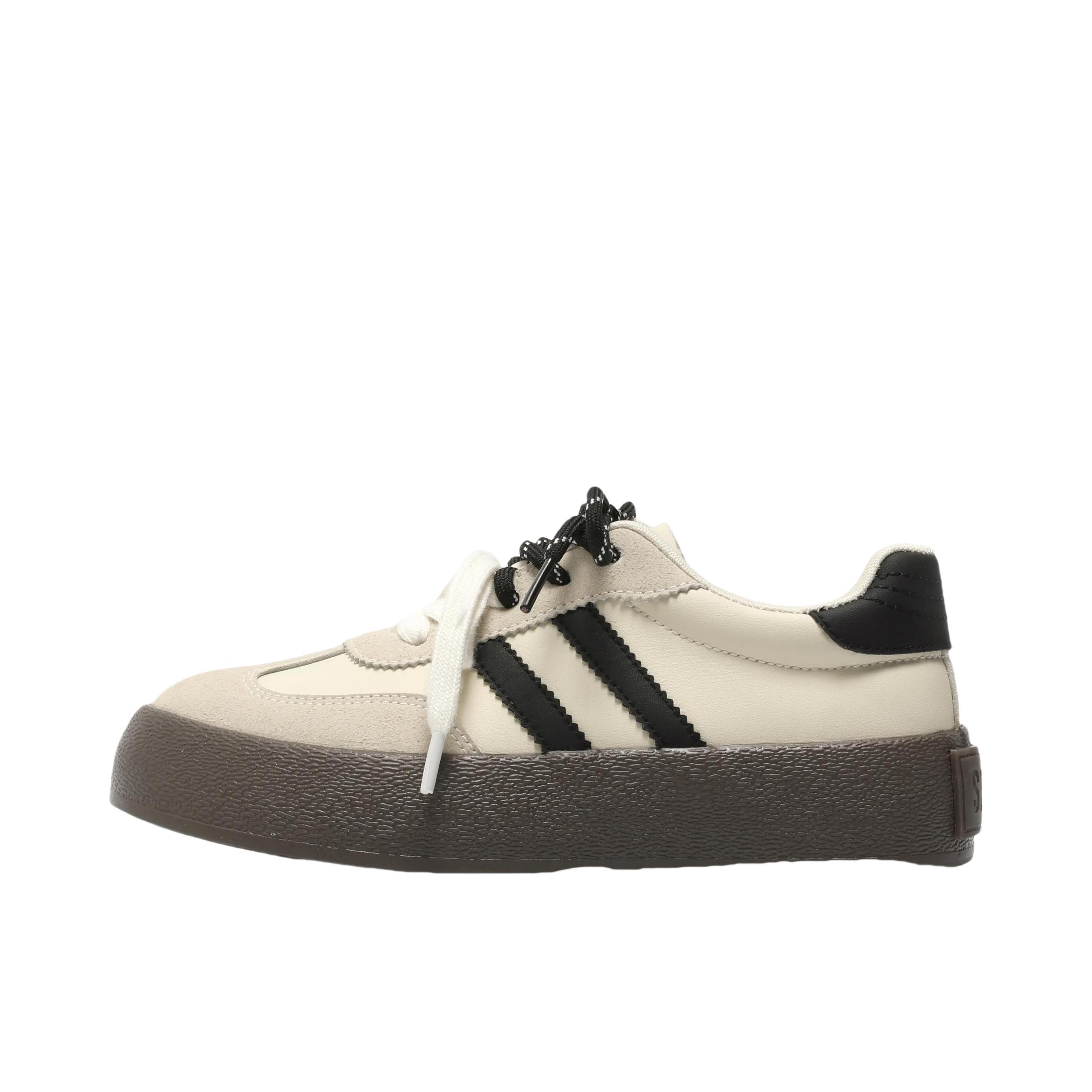 推荐商品：Semir/森马 保暖 舒适透气 复古百搭 潮流 休闲运动 德训鞋 板鞋 女款/白色/黑色