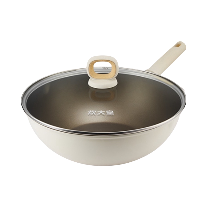 推荐商品：COOKER KING/炊大皇 CG30TB 钛白系列 燃磁通用款 带盖 平底锅