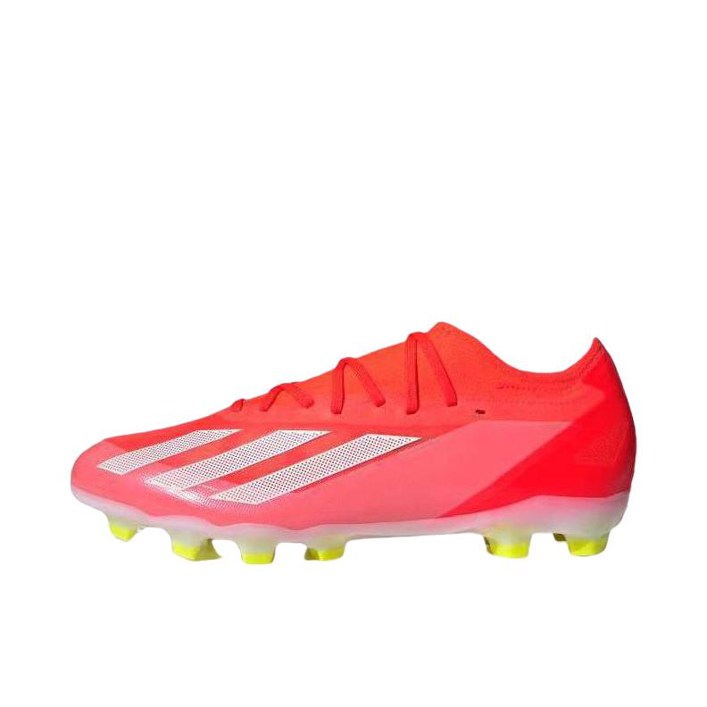 推荐商品：adidas X Crazyfast Pro HG 次顶级 胶质短钉 坚硬人工草场 训练 足球鞋 太阳红/云白/团队太阳黄