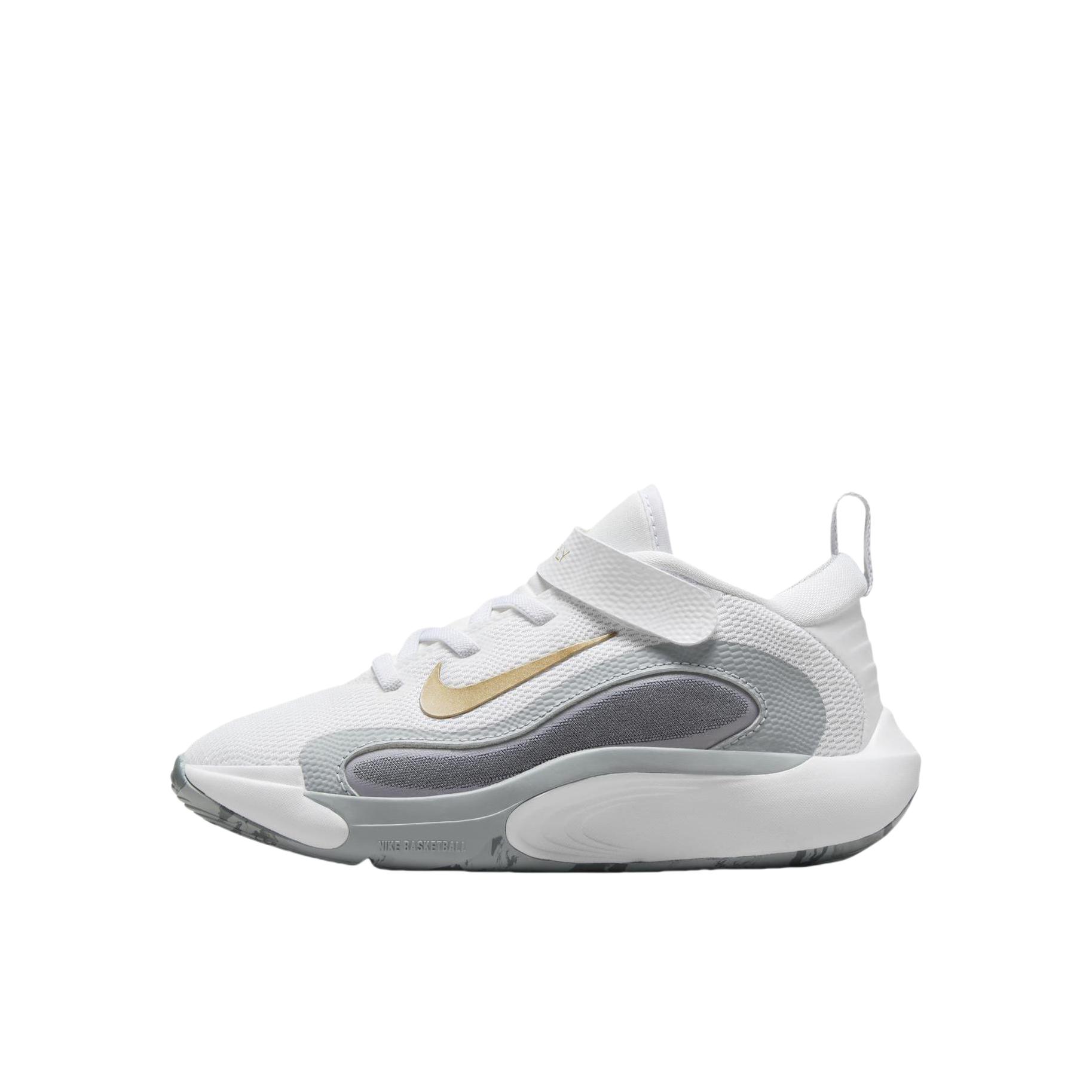 推荐商品：Nike IsoFly 防滑耐磨 网面 魔术贴 防踢 耐用 缓震 实战运动 儿童篮球鞋 小童/白色/冷灰/狼灰/金属耀眼金
