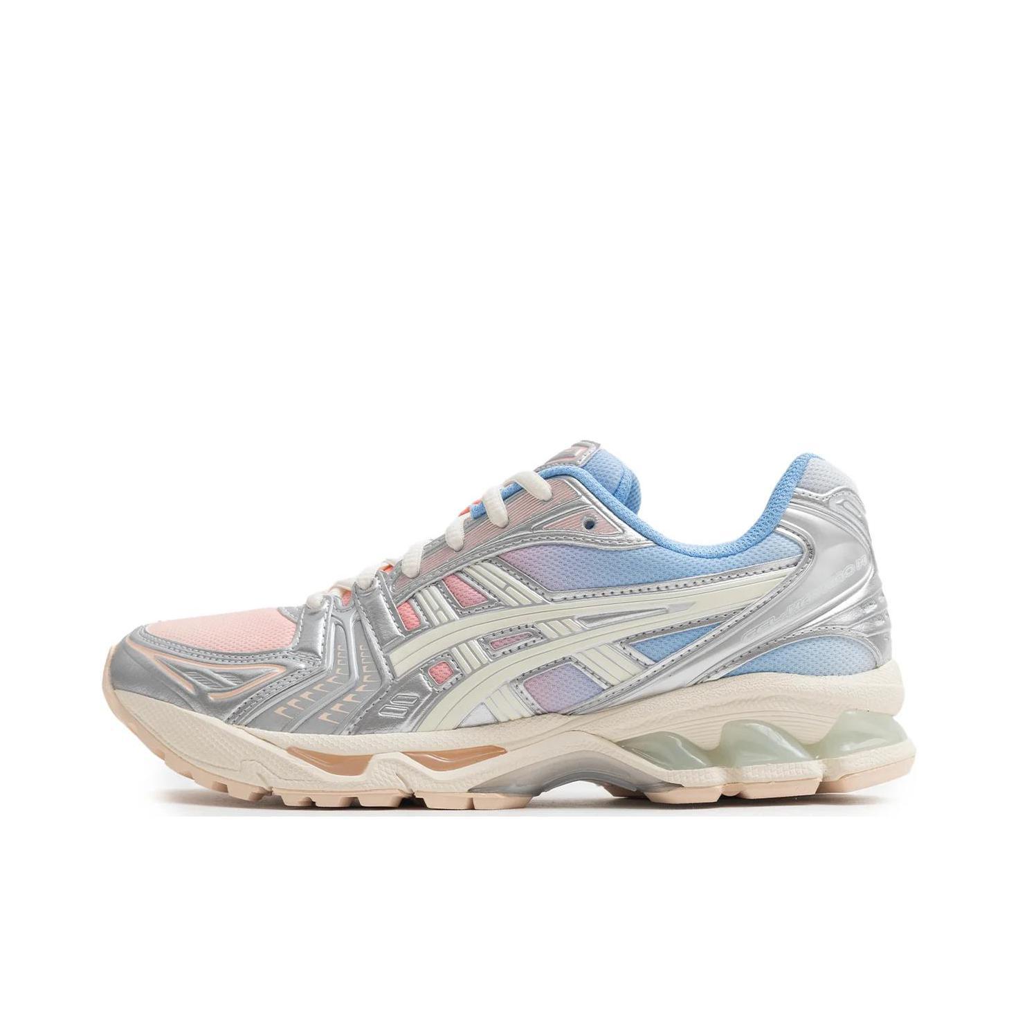 推荐商品：Asics/亚瑟士 Gel-Kayano 14 跑鞋 舒适减震防滑耐磨网面百搭复古慢跑 蓝色/粉色/银色