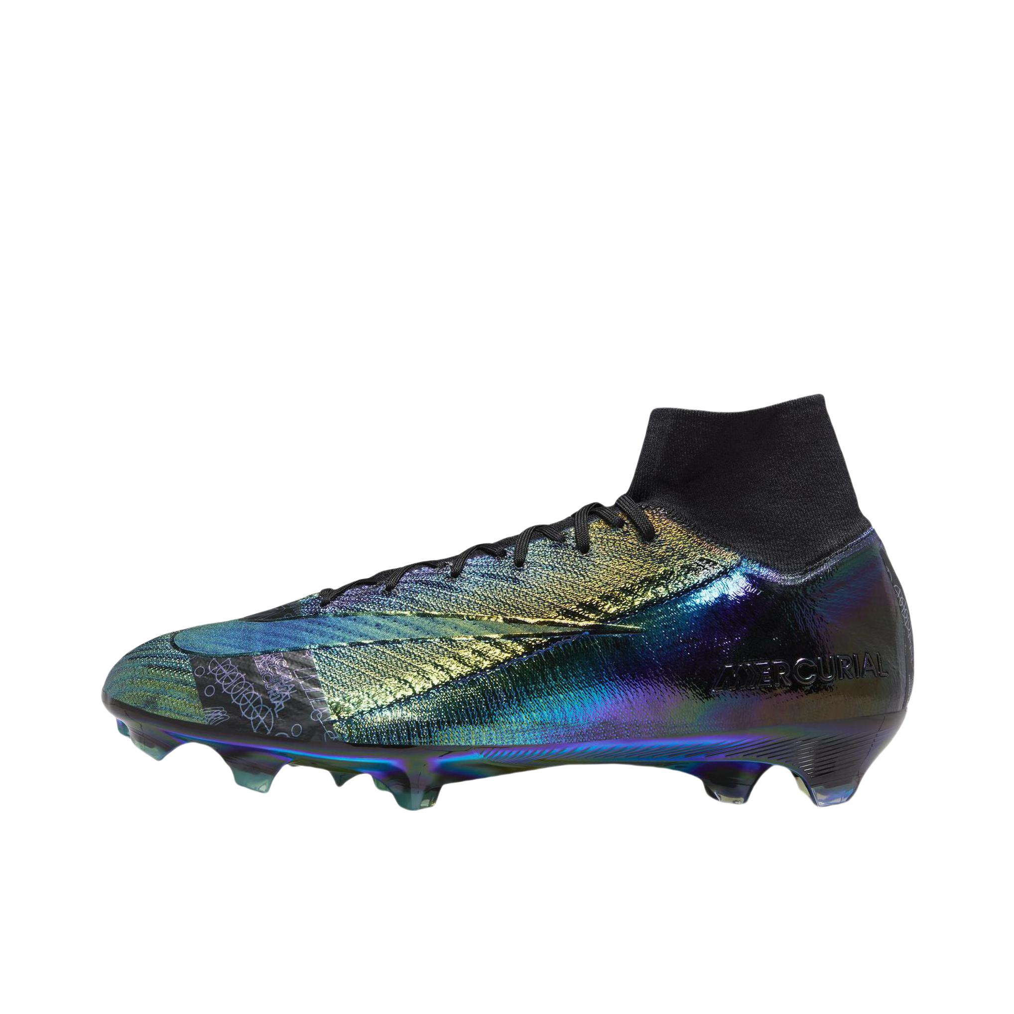 推荐商品：Nike Mercurial Superfly 10 Eilte FG 顶级 胶质长钉 硬天然草场 防滑耐磨 足球鞋 黑色/镭射