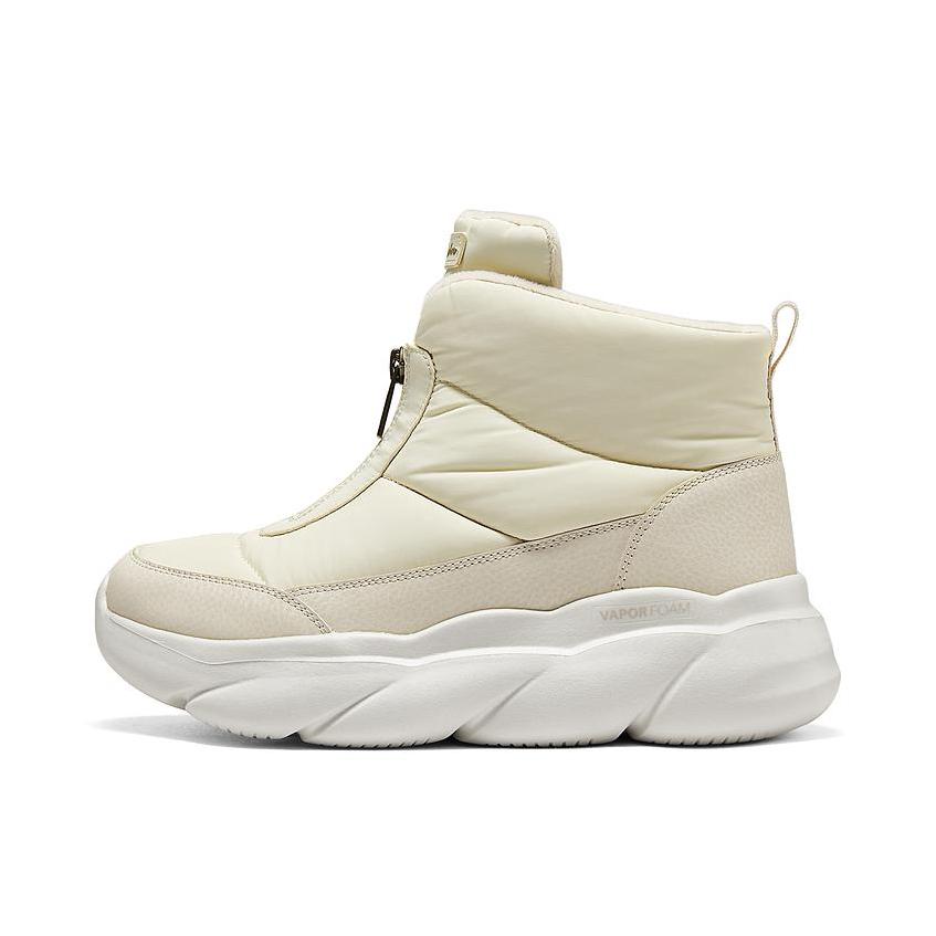 推荐商品：Skechers/斯凯奇 Vapor Foam 厚底 加绒加厚 拉链 增高 保暖 缓震 雪地靴 女款/雪白色