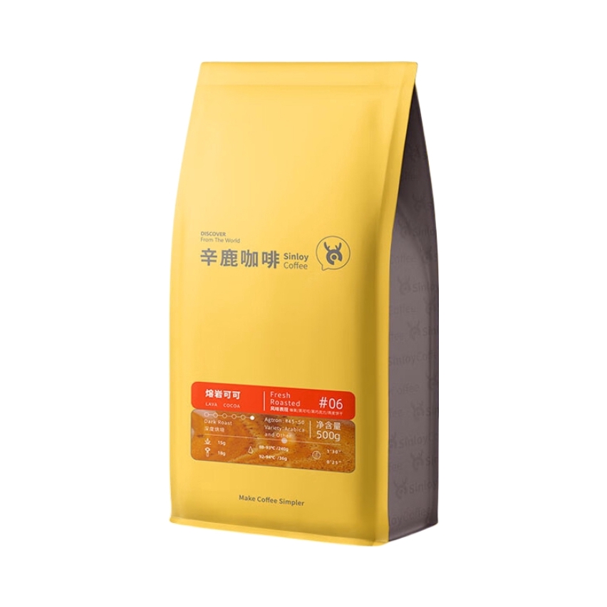 推荐商品：Sinloy/辛鹿 熔岩可可意式拼配咖啡豆 深度烘焙 袋装