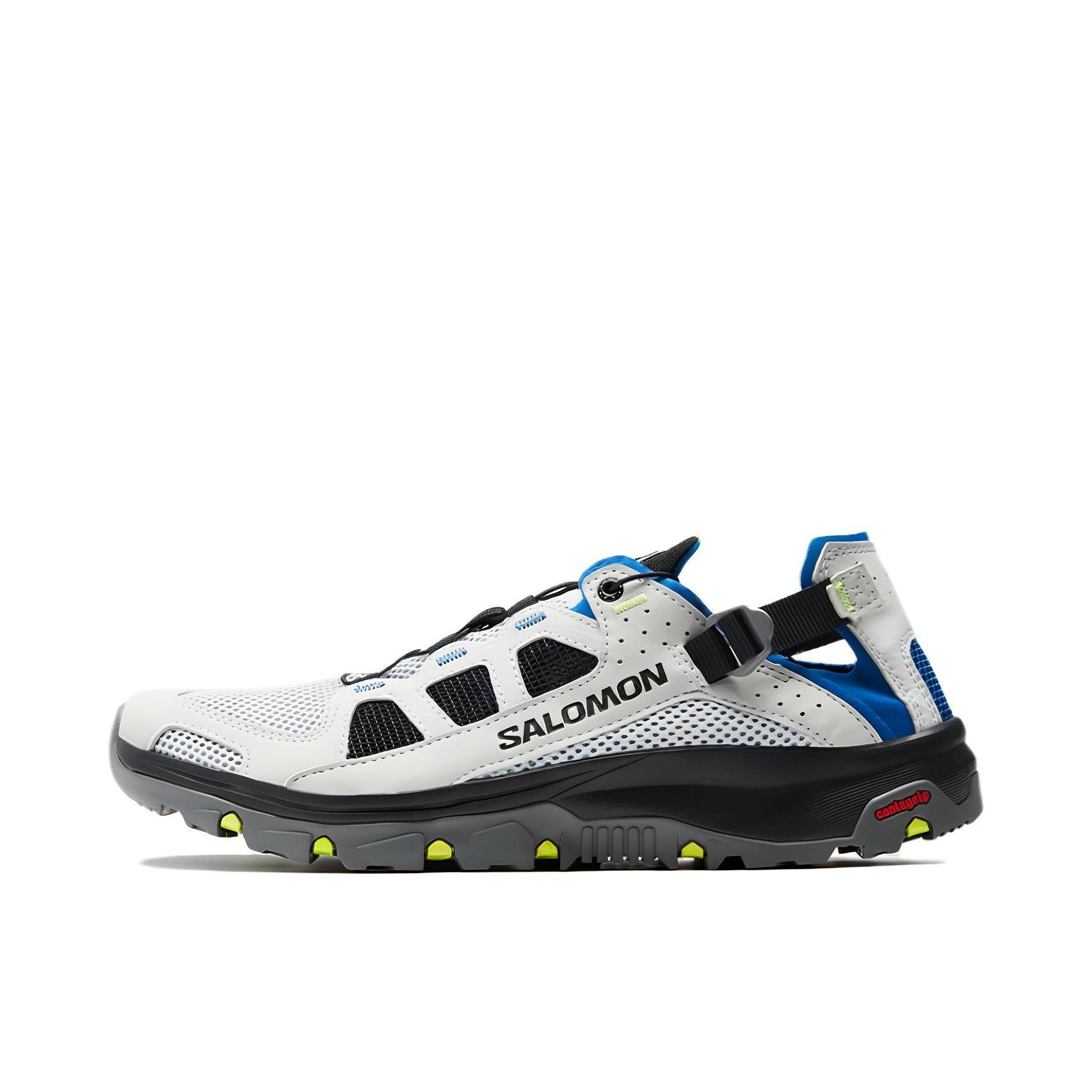 推荐商品：Salomon/萨洛蒙 Techamphibian 5 减震 轻便 圆头 快干 户外鞋 溯溪鞋 珍珠灰/蓝色