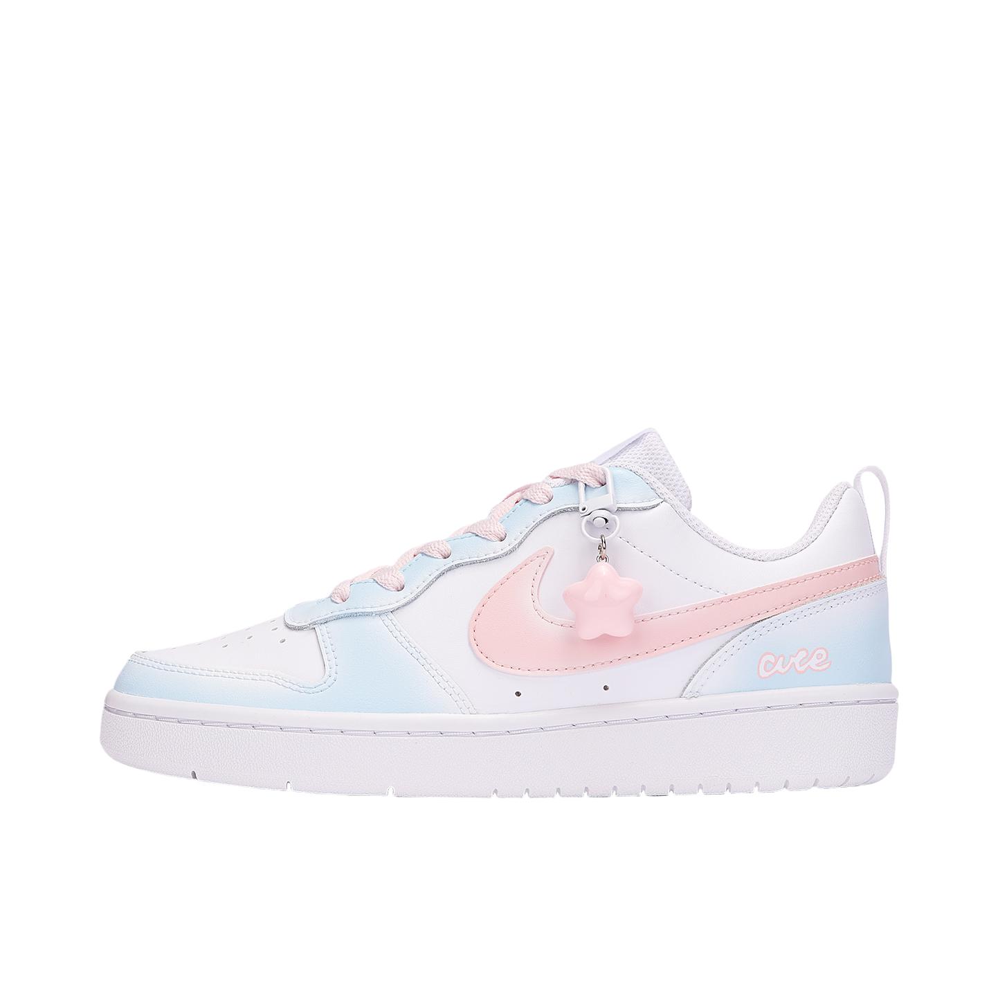 推荐商品：【定制球鞋】 Nike Court Borough 2 板鞋 包裹性增高减龄解构风合成革美式防滑复古轻便 GS/星星果冻蓝白