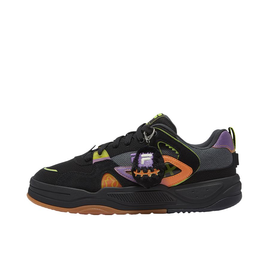 推荐商品：FILA/斐乐 BANK II HALLOWEEN 防滑 低帮 厚底 系带 运动休闲鞋 黑色/影黑灰