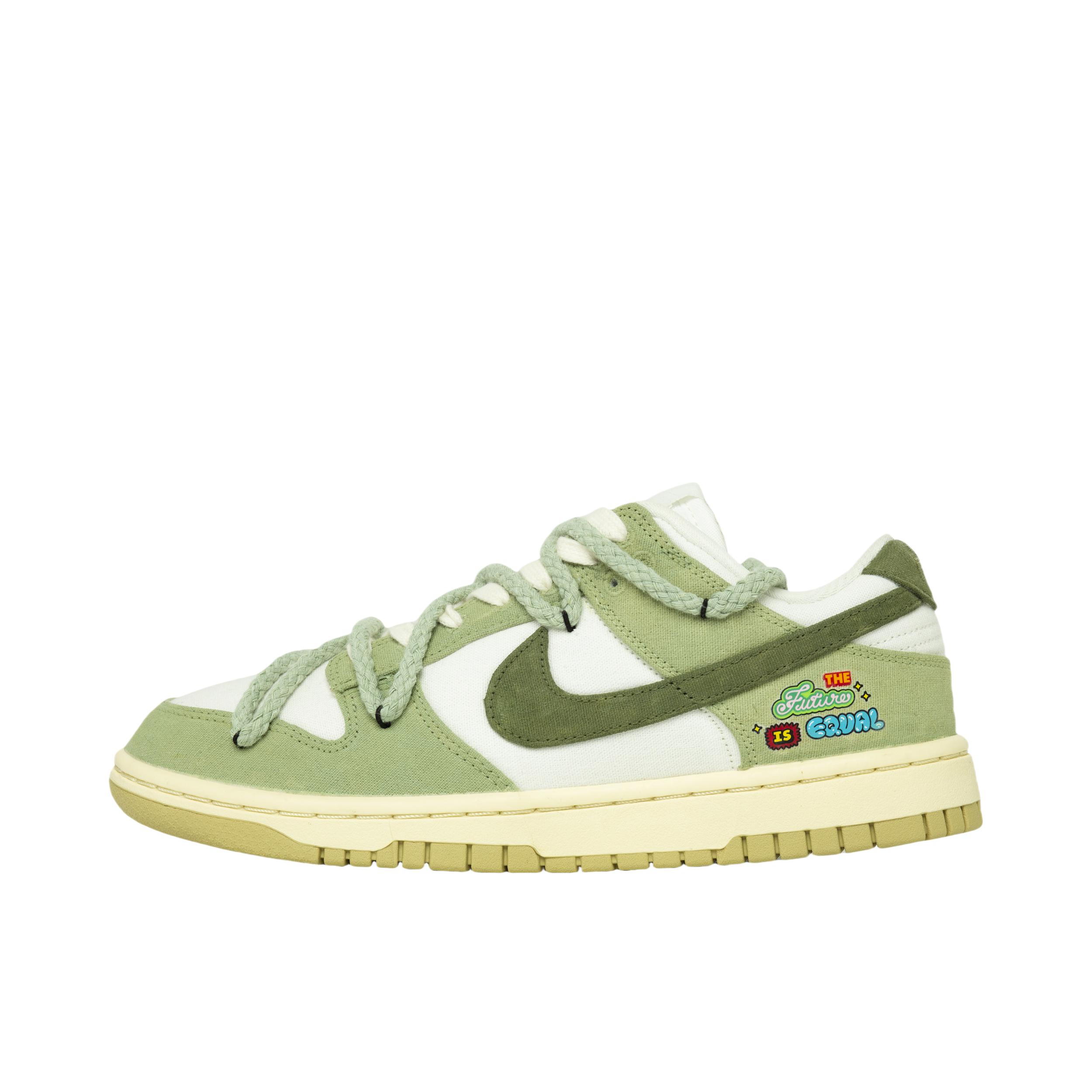 推荐商品：【定制球鞋】 Nike Dunk 板鞋 平跟系带防滑耐磨做旧高街简约百搭潮流复古美式 女款/青提柠檬