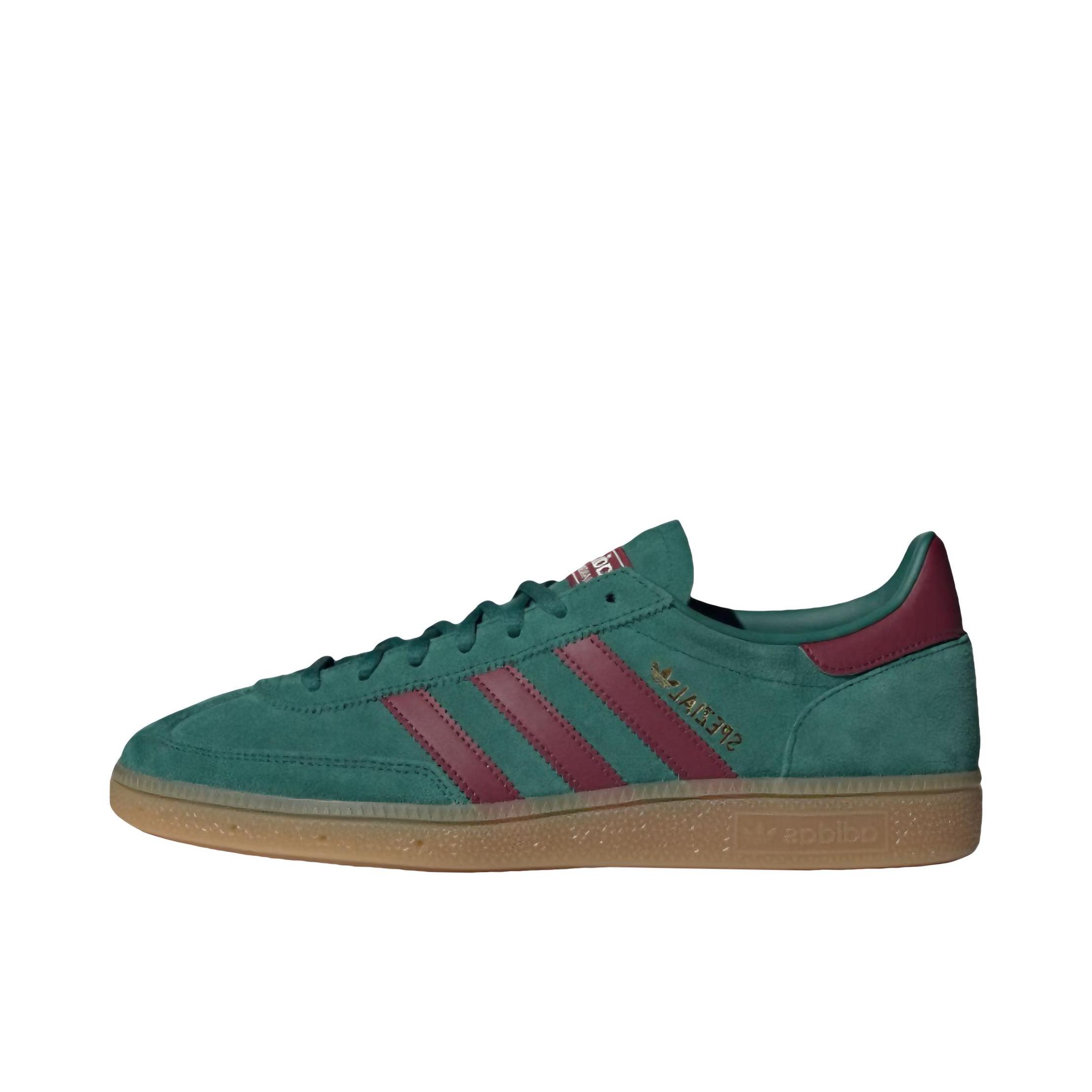 推荐商品：adidas Originals Handball Spezial 薄底鞋 T头鞋 德训鞋 板鞋 简约百搭复古轻便防滑耐磨贴合圆头耐穿 森林绿/暗红/汉玉白