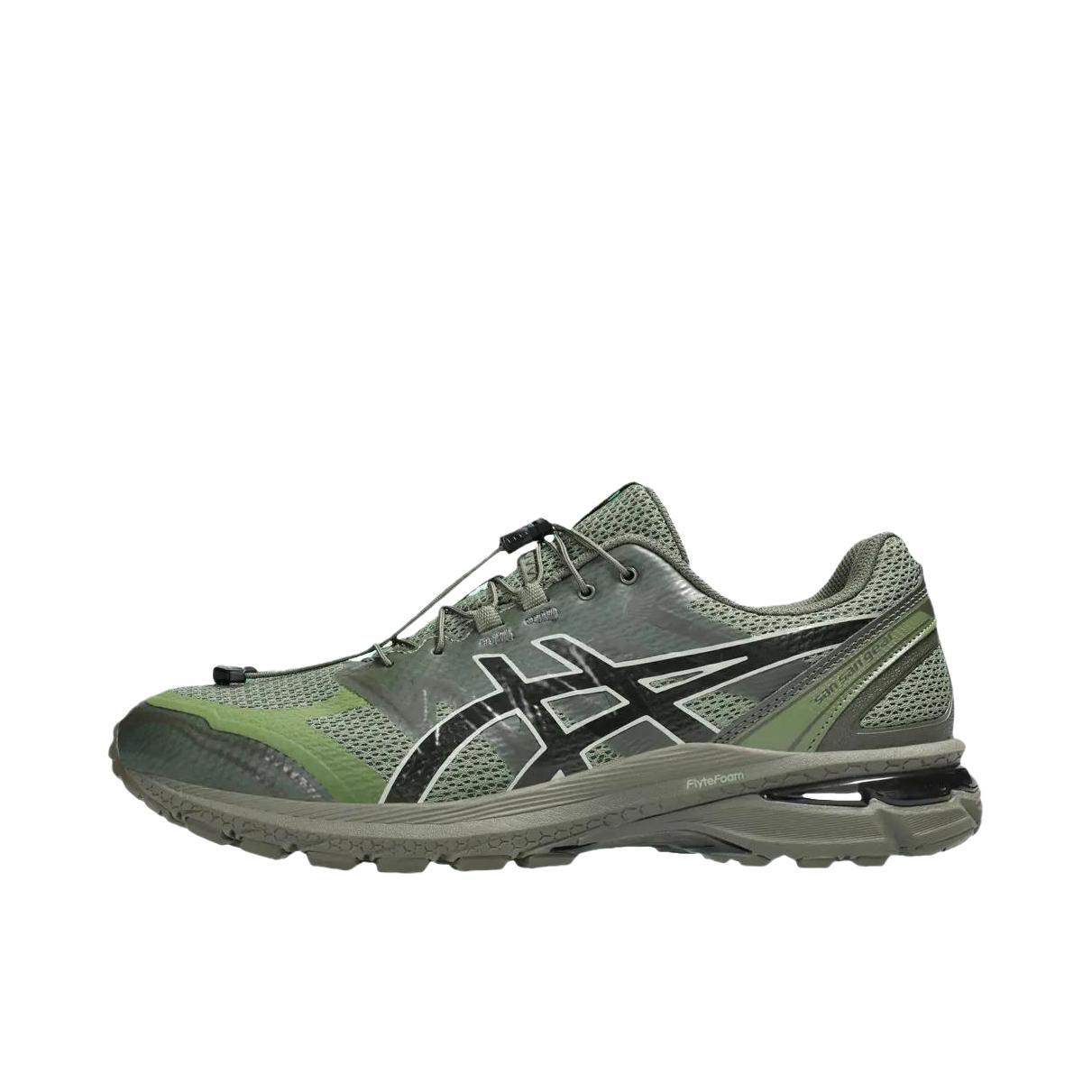 推荐商品：Asics/亚瑟士 Gel-Terrain 跑鞋 简约复古舒适百搭防滑耐磨网布透气轻便慢跑 SAN SAN GEAR联名/灰色/绿色