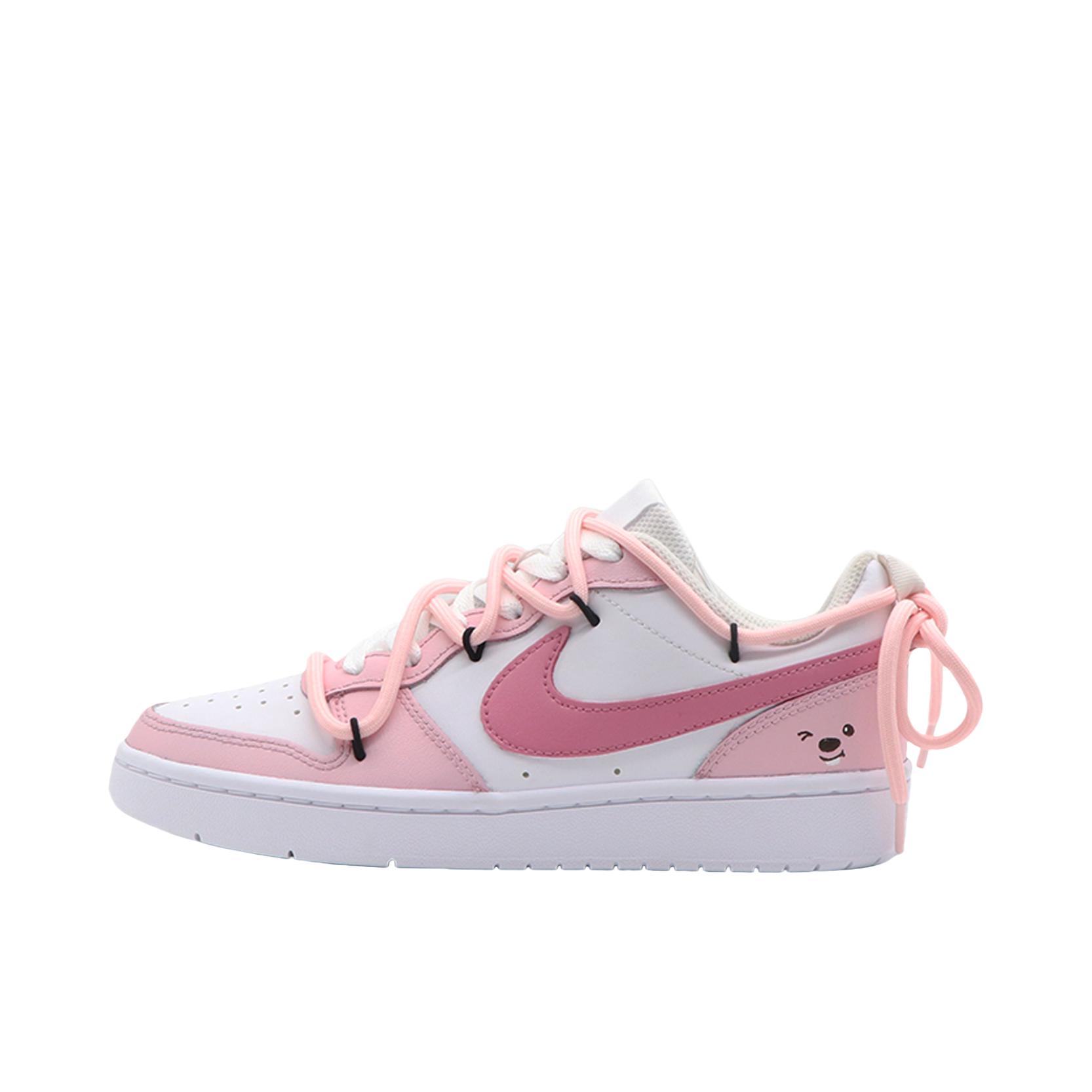 推荐商品：【定制球鞋】 Nike Court Borough 2 板鞋 包裹性增高减龄解构风合成革美式防滑复古轻便 GS/粉色海狸