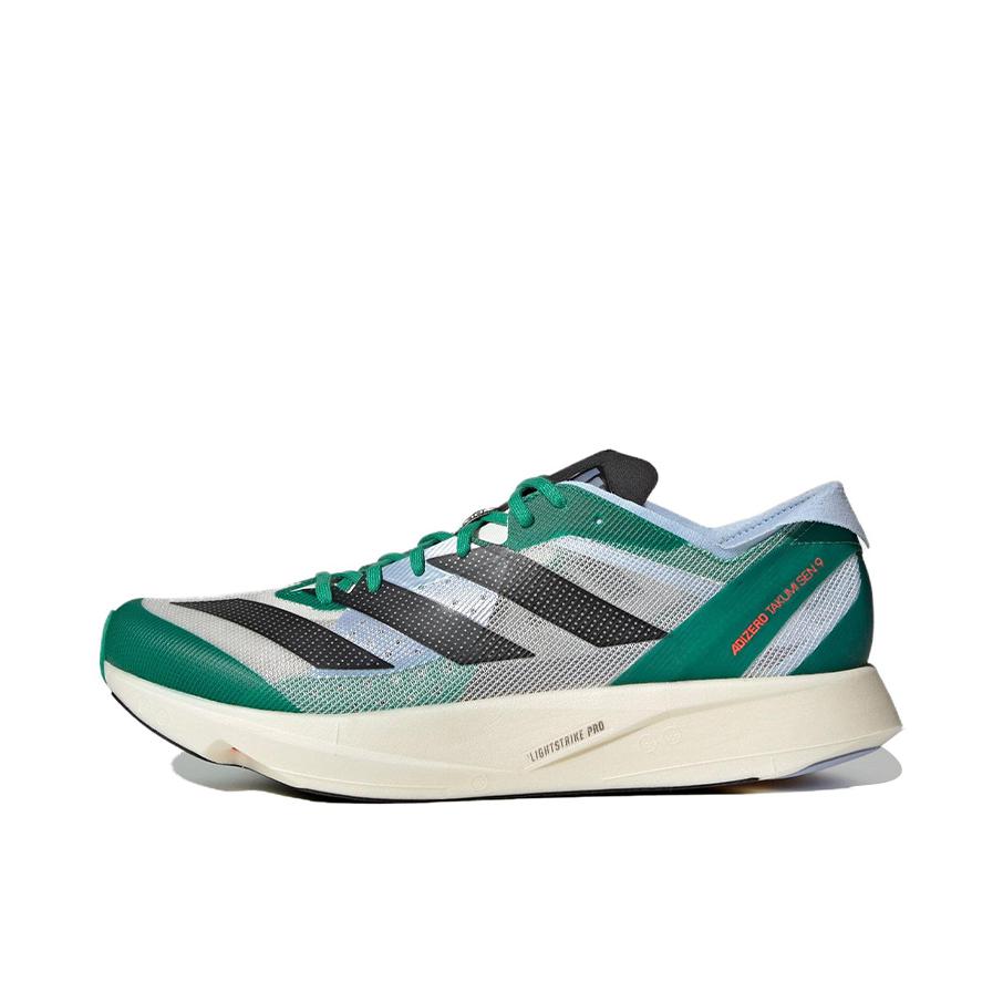 推荐商品：adidas Adizero Takumi Sen 9 跑鞋 防滑透气碳板织物马拉松 黑色/绿色