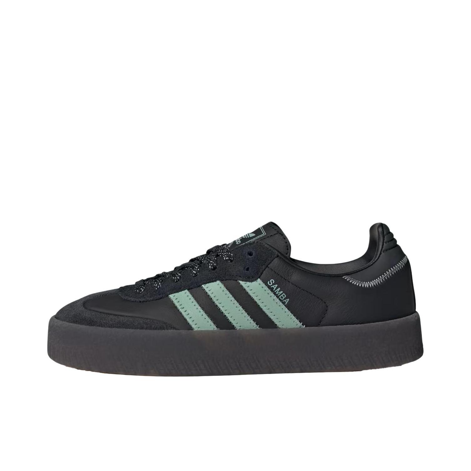 推荐商品：adidas Originals Sambae T头鞋 德训鞋 板鞋 增高包裹性合成革 核心黑/朦胧绿/碳黑