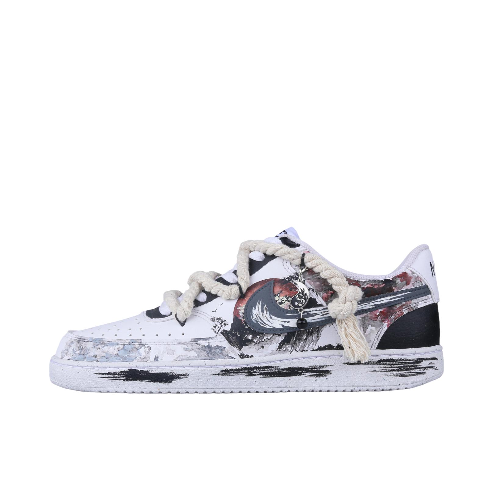 推荐商品：【定制球鞋】 Nike Court Vision 1 板鞋 防水美式简约防滑减震复古 墨韵侠风
