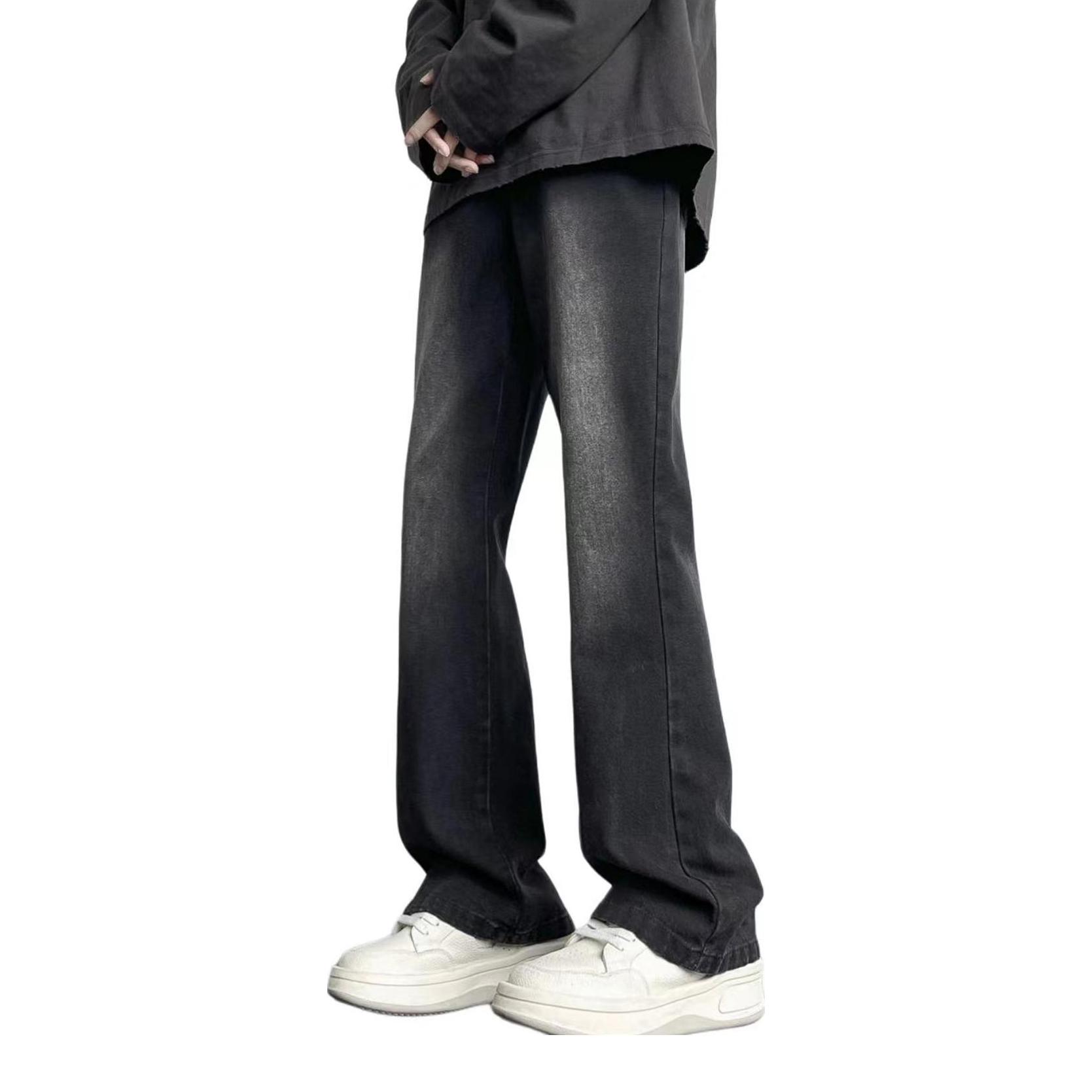 推荐商品：REXSHION  美式重工修身水洗微喇纯色牛仔裤 EX-SZ77400 黑灰