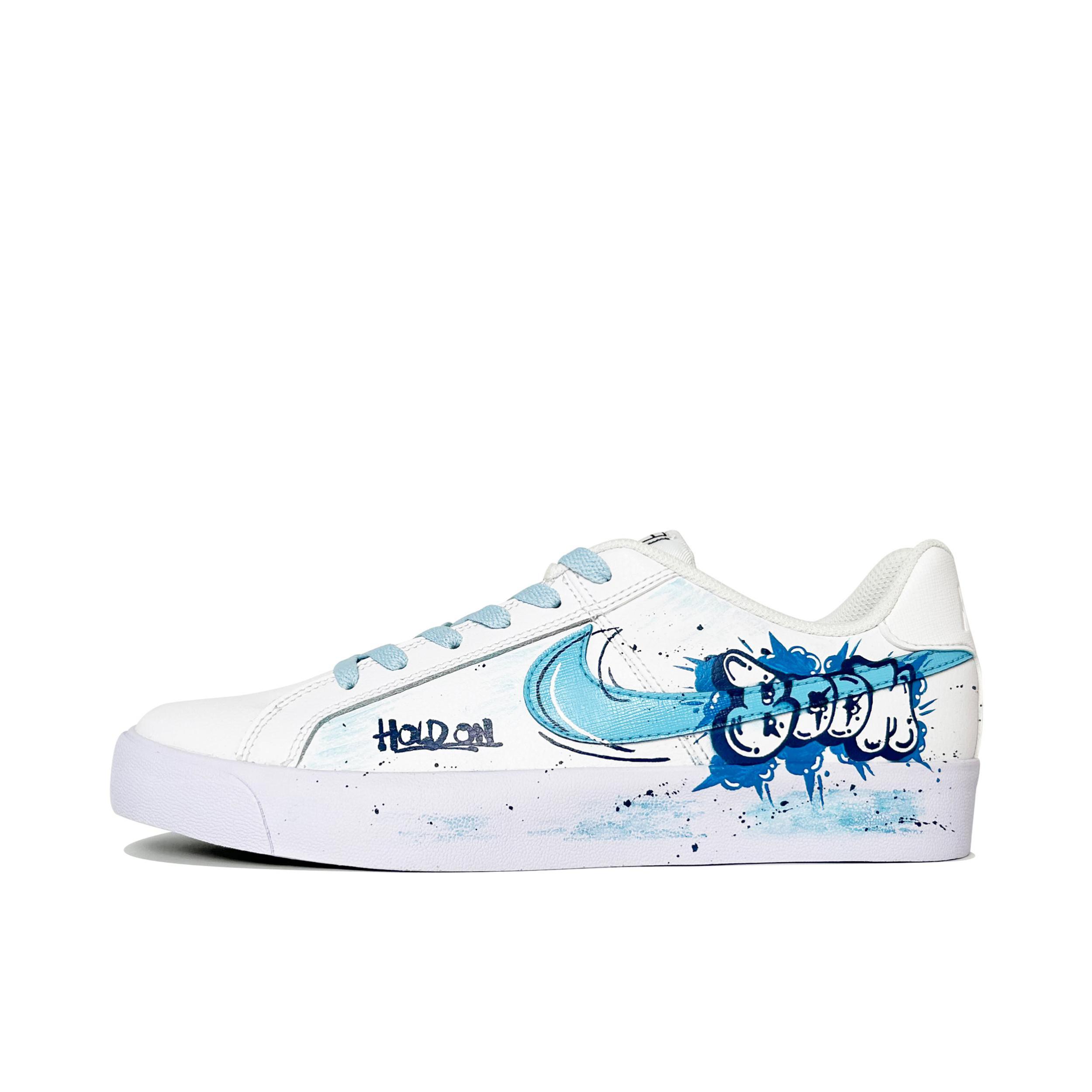 推荐商品：【定制球鞋】Nike Court Royale 板鞋 抗冲击性防水防滑耐磨透气简约百搭休闲潮流 蓝色风暴