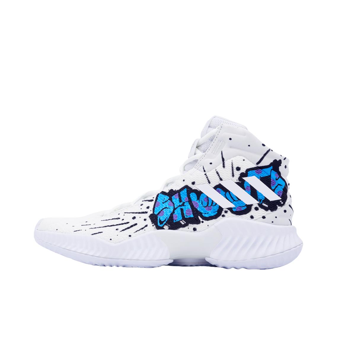推荐商品：【定制球鞋】 adidas Pro Bounce 2018 篮球鞋 圆头系带防滑减震耐磨支撑透气低帮织物 中英文涂鸦