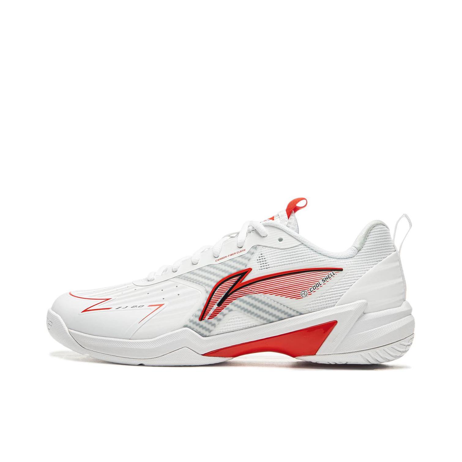 推荐商品：李宁 战戟2.0 比赛鞋 羽毛球鞋 全面均衡系带高回弹防滑耐磨舒适缓震碳板轻量 白色/红色