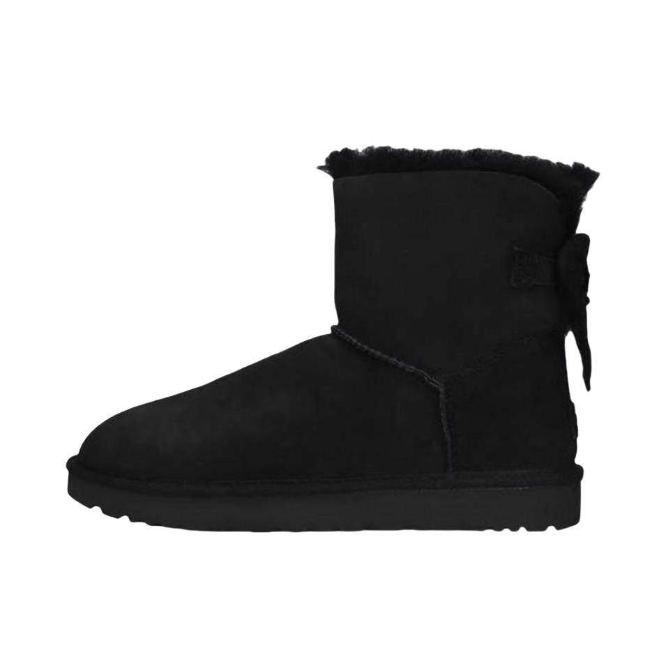 推荐商品：UGG  Mini Bailey Bow 迷你贝莉  牛反绒 双蝴蝶结 平底 短中筒  雪地靴 正黑色