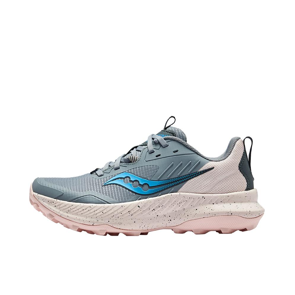 推荐商品：Saucony/索康尼 BLAZE TR 炽焰 百搭潮流 舒适减震 防滑耐磨 圆头 跑山 跑鞋 女款/灰色/粉色