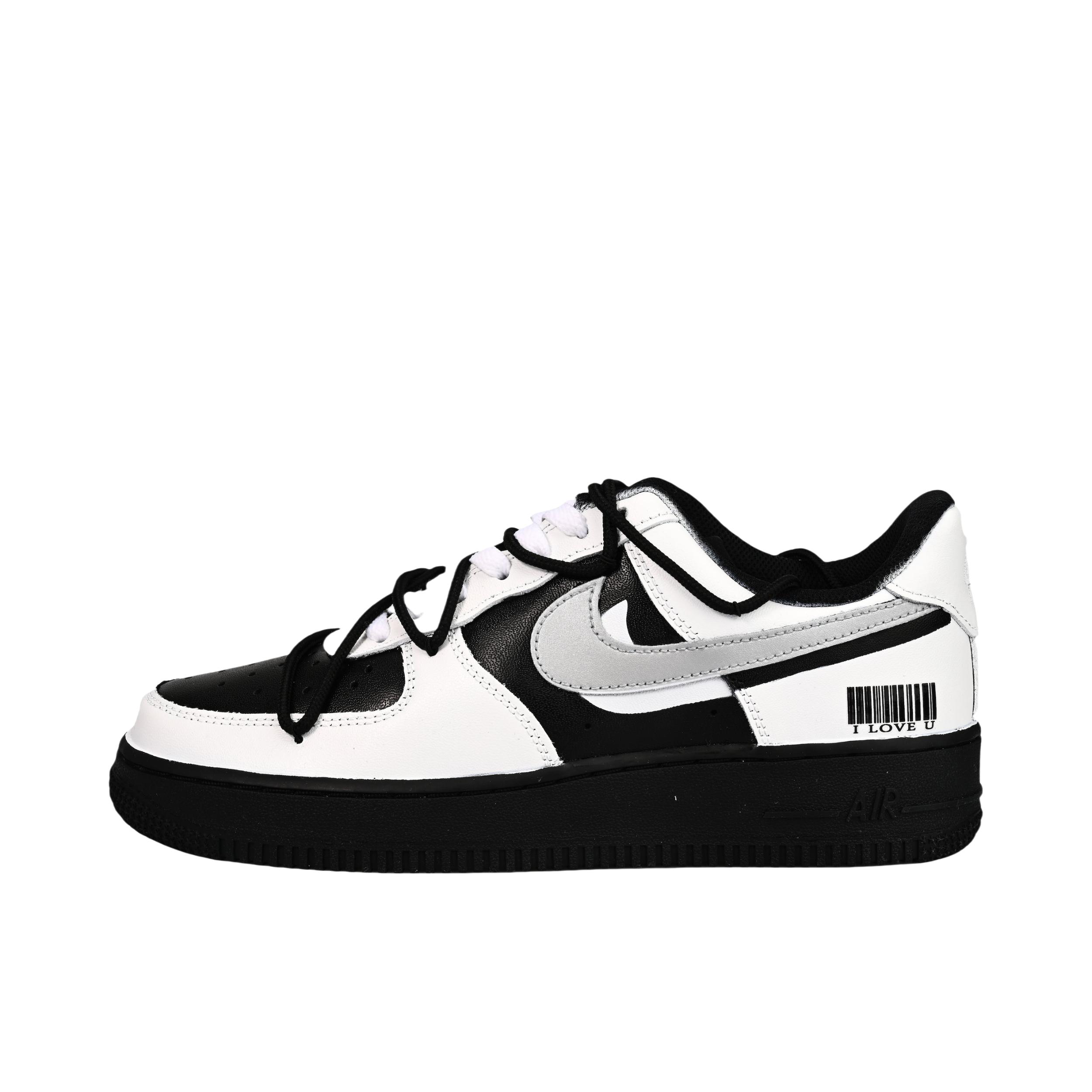 推荐商品：【定制款】 Nike Air Force 1 板鞋 防滑减震耐磨低帮增高 女款/黑白银翼
