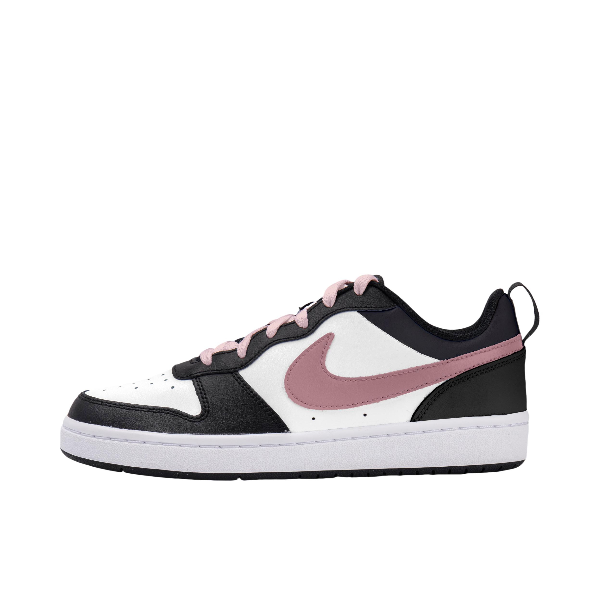 推荐商品：【定制球鞋】 Nike Court Borough 2 板鞋 包裹性增高减龄解构风合成革美式防滑复古轻便 GS/质感黑粉