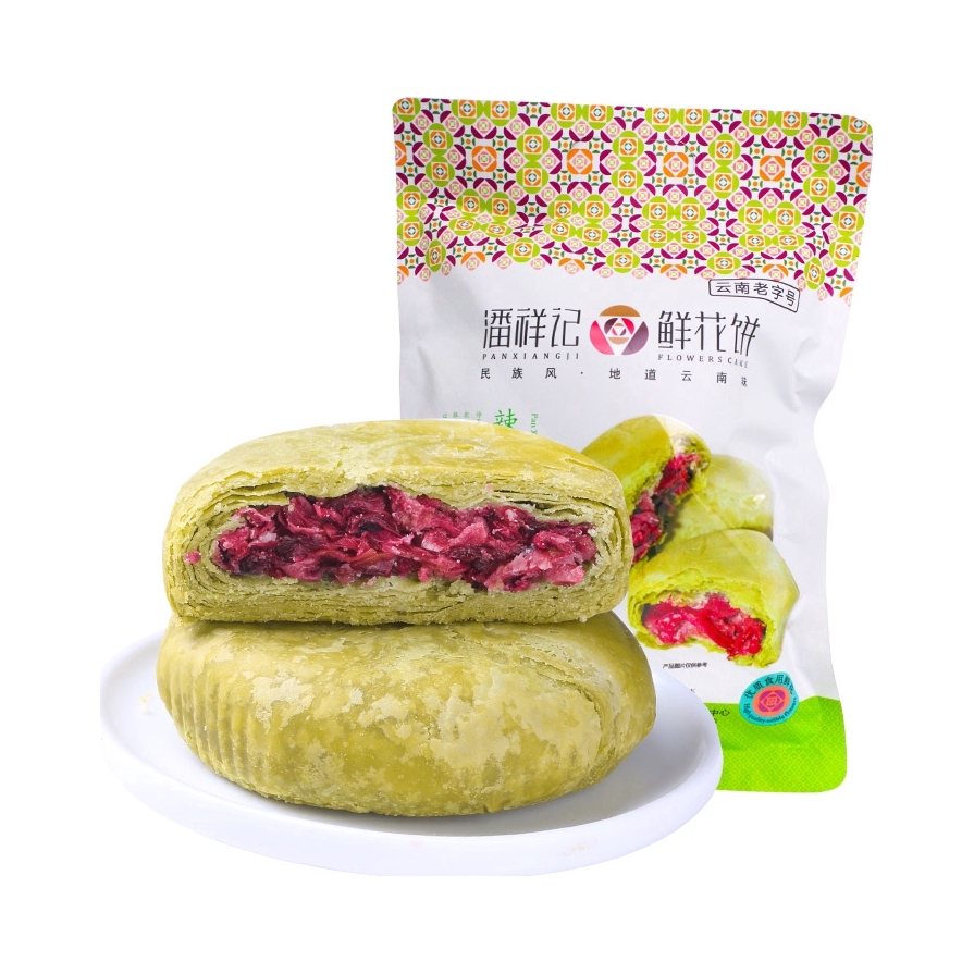推荐商品：潘祥记 鲜花饼 200g 袋装 云南特产软皮老字号 抹茶鲜花饼