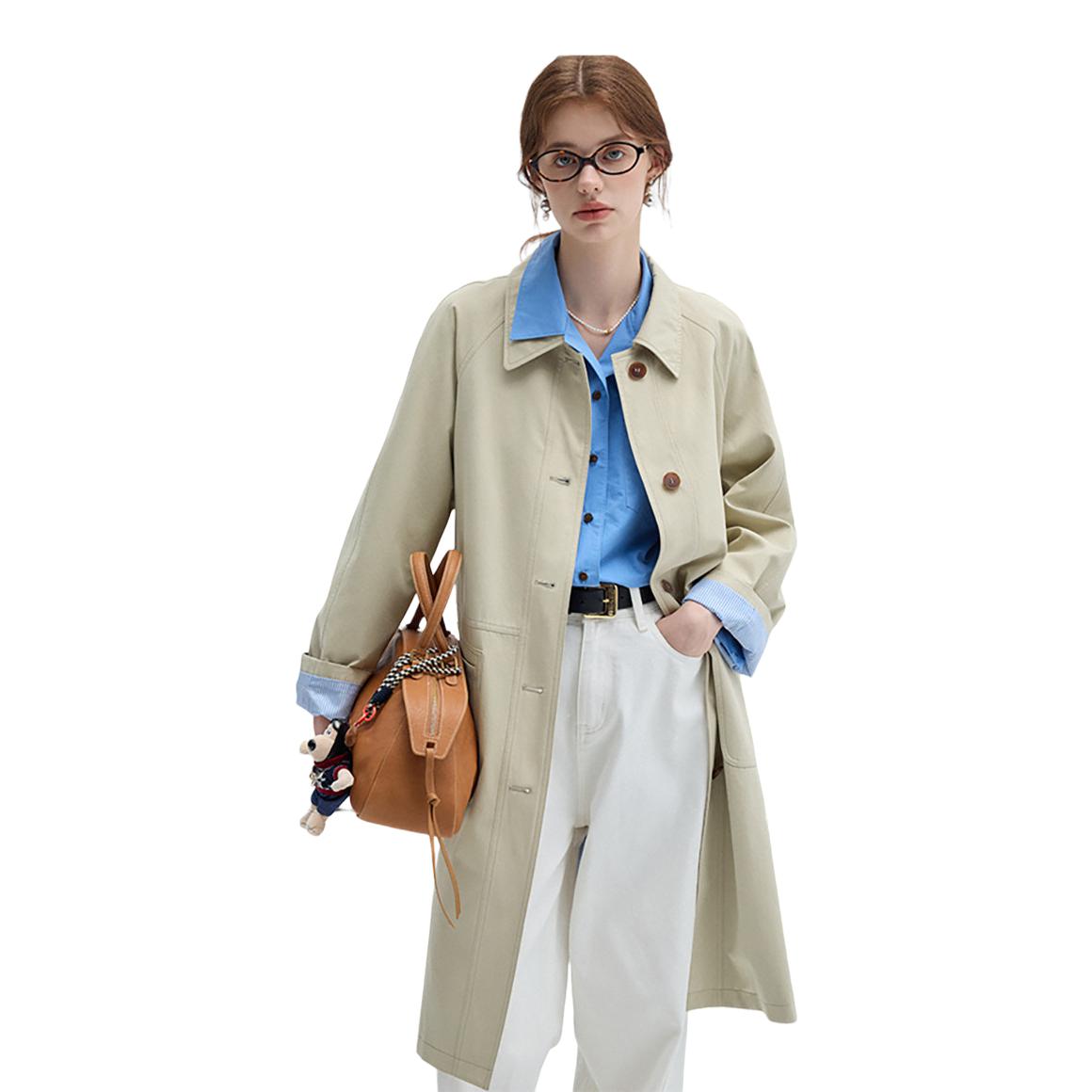 推荐商品：vega chang  中长款经典英伦风风衣 女装 卡其