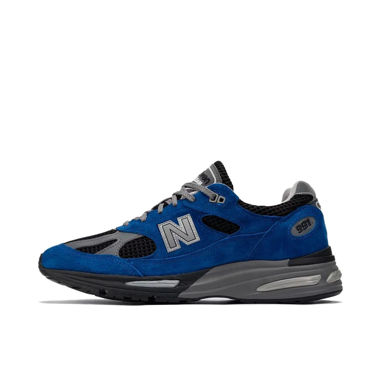 推荐商品：New Balance 991 v2 跑鞋 防滑耐磨网布透气绒面皮合成革舒适圆头复古贴合 D宽/蓝色