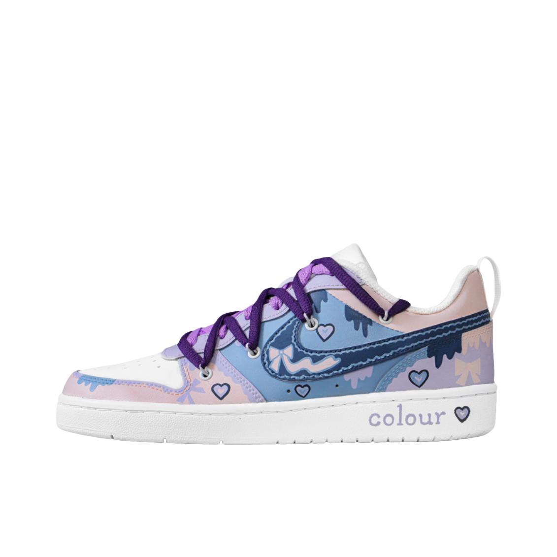 推荐商品：【定制球鞋】 Nike Court Borough 2 板鞋 包裹性增高减龄解构风合成革美式防滑复古轻便 GS/低帮/蝴蝶结